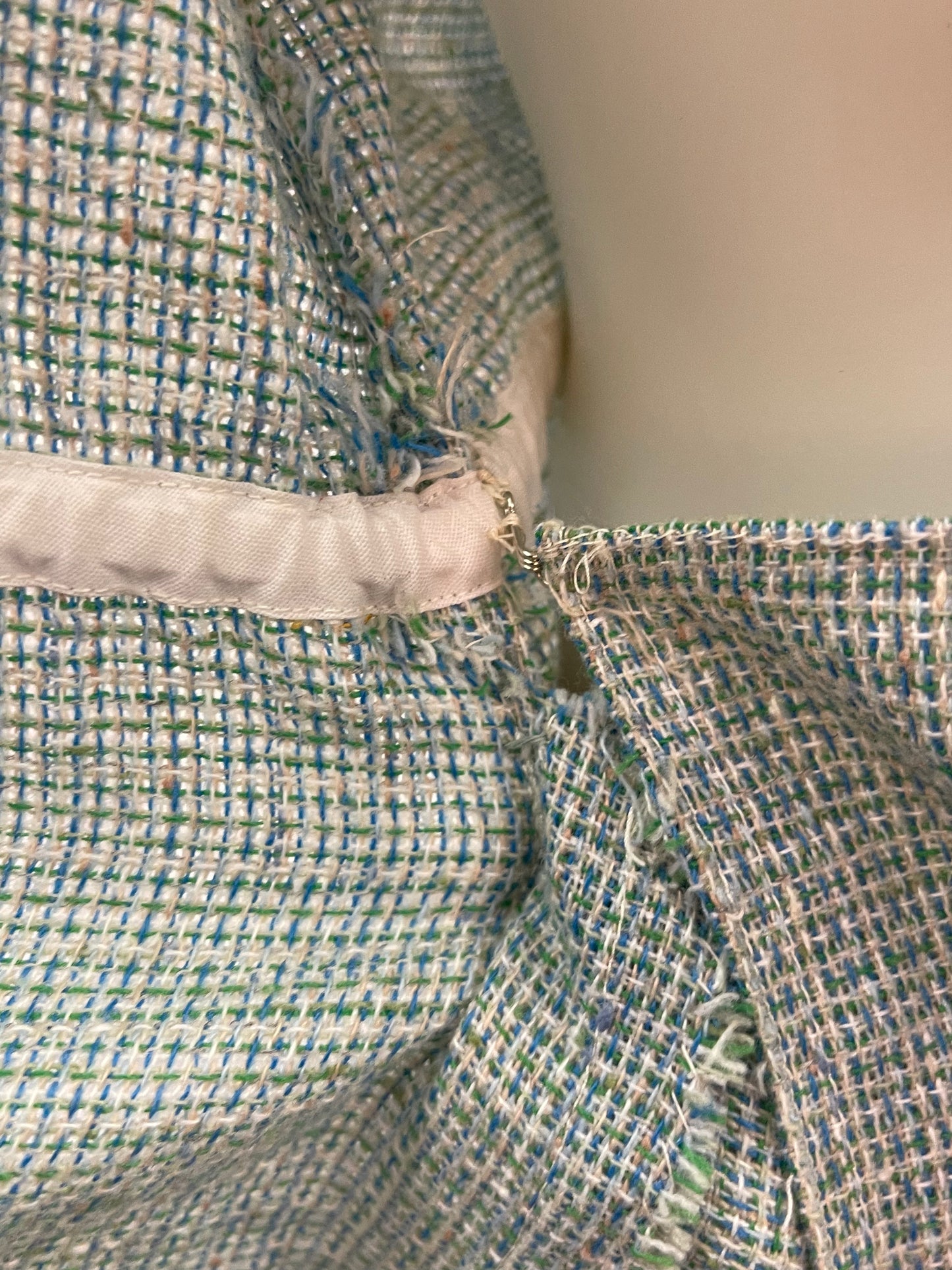 Blue Lightweight Tweed Pencil Dress