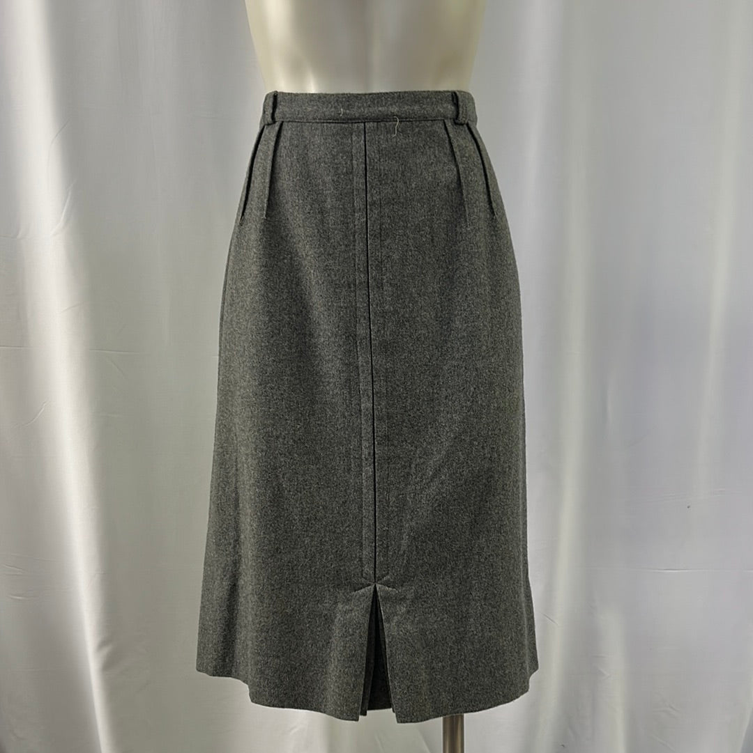 Grey Straight Wool Skirt
