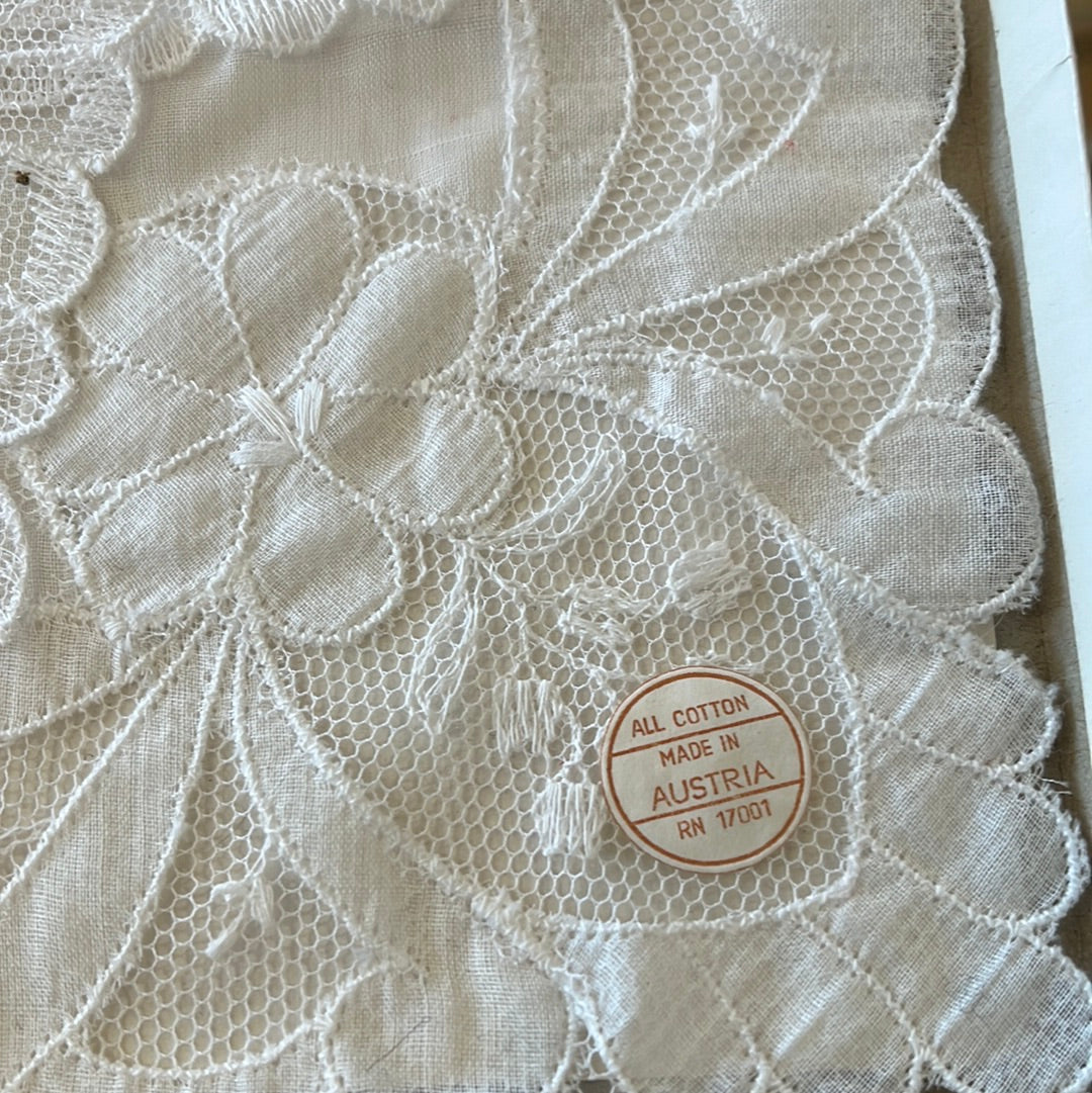 Set of 3 white hankies made in Austria