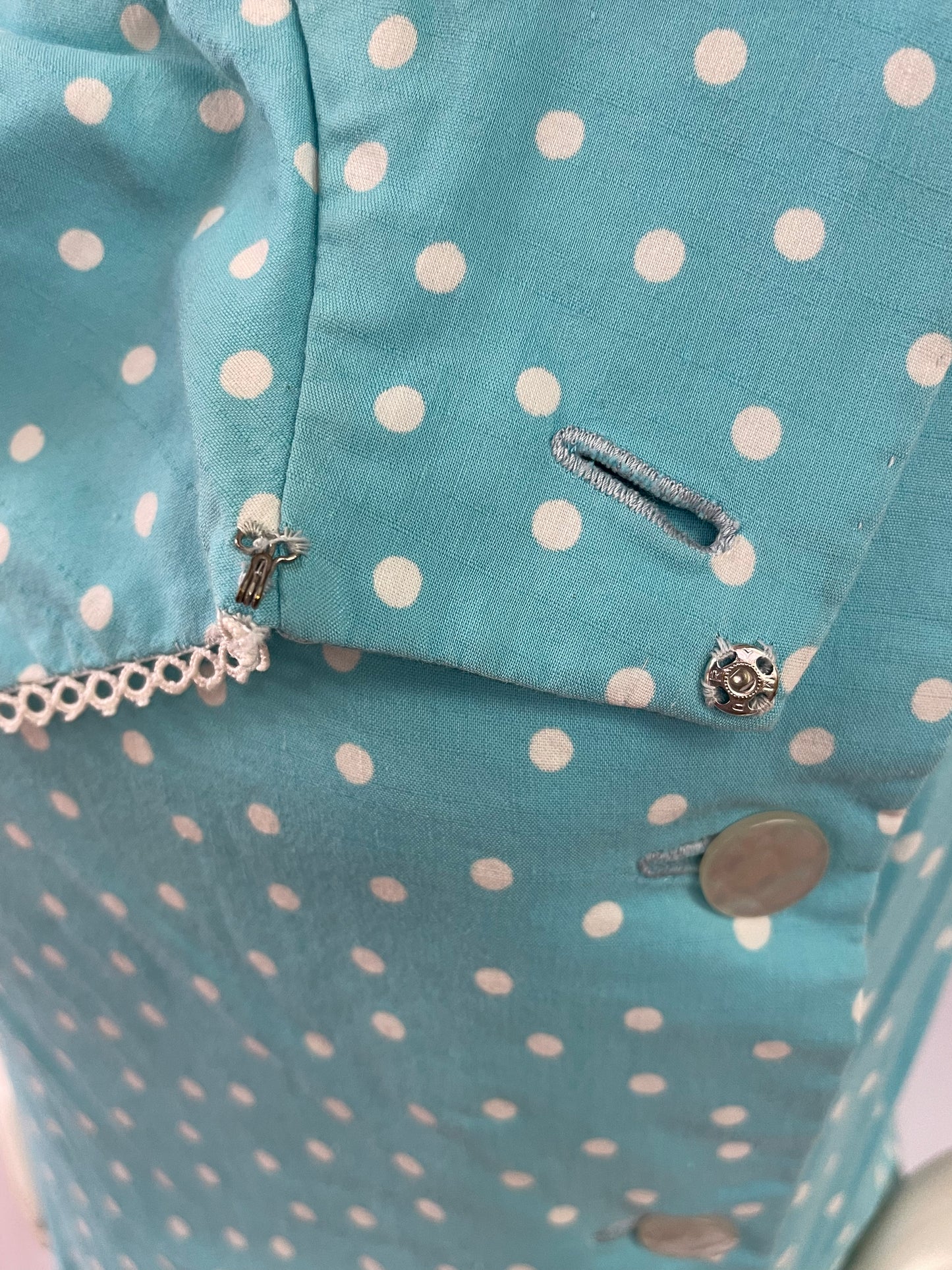 Teal & White Polka-dot Dress