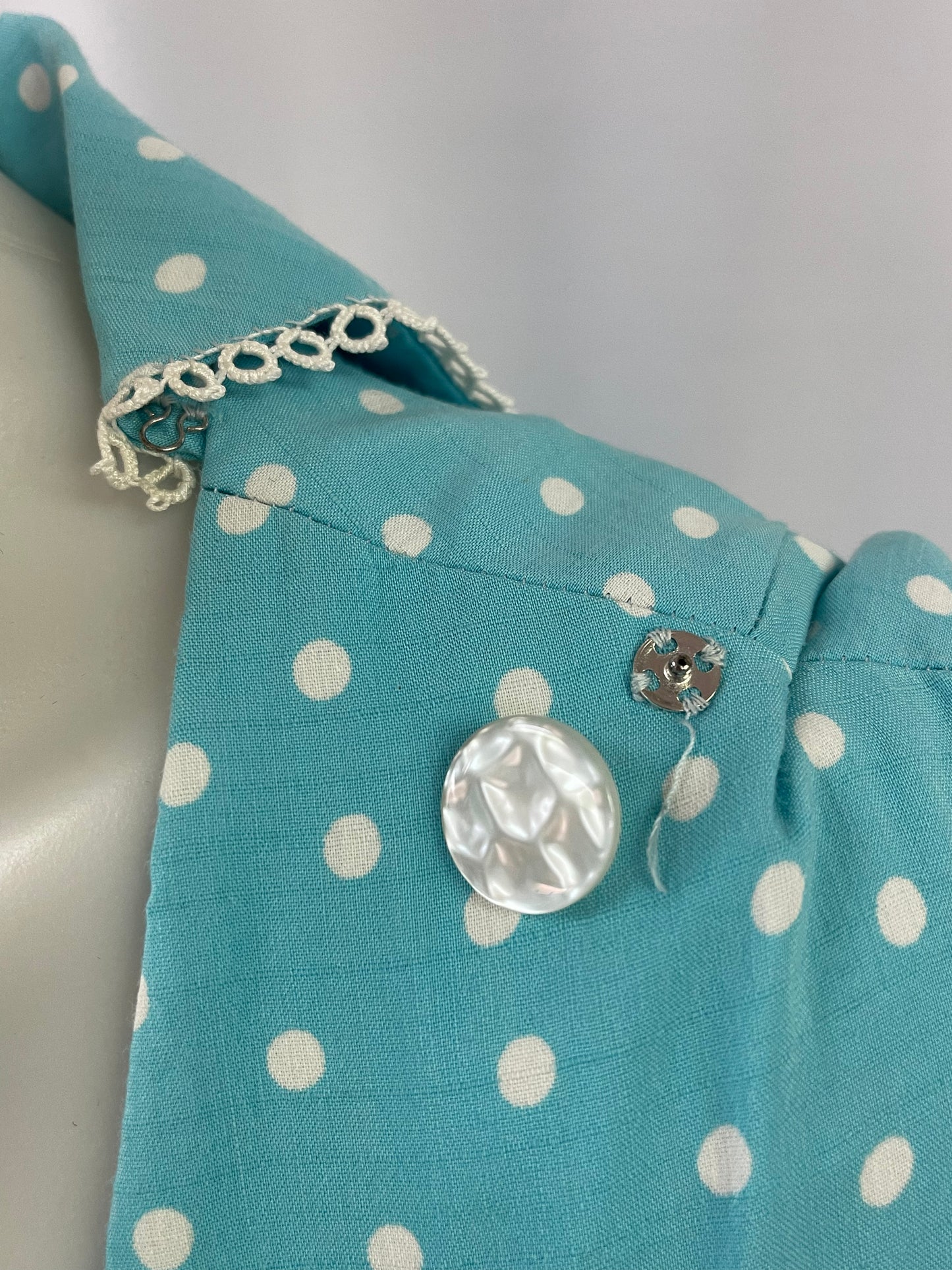 Teal & White Polka-dot Dress