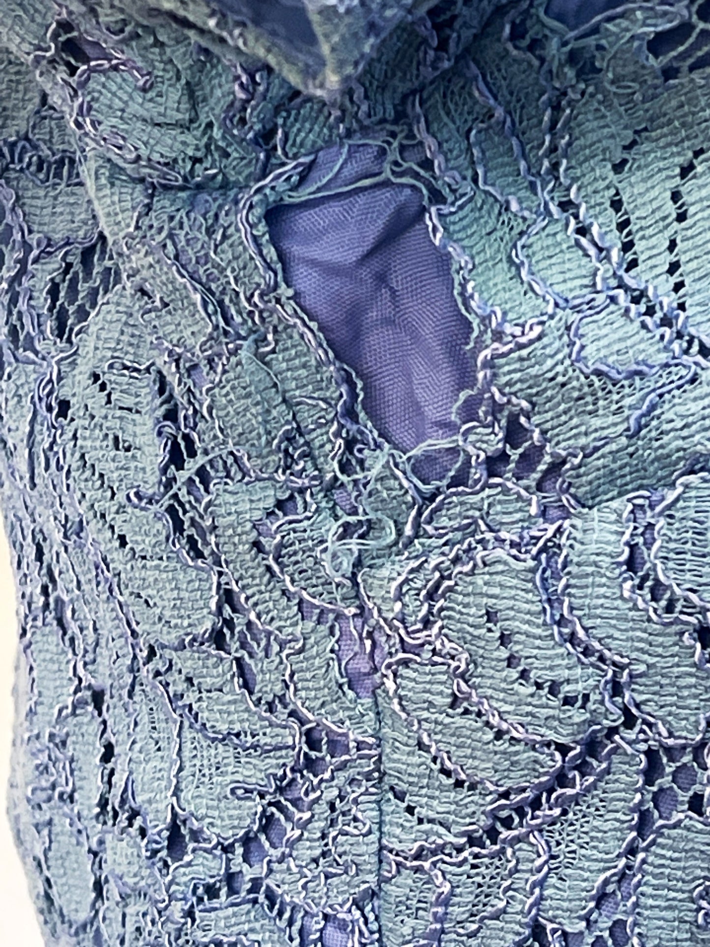 50s Blue Lace Wiggle Dress