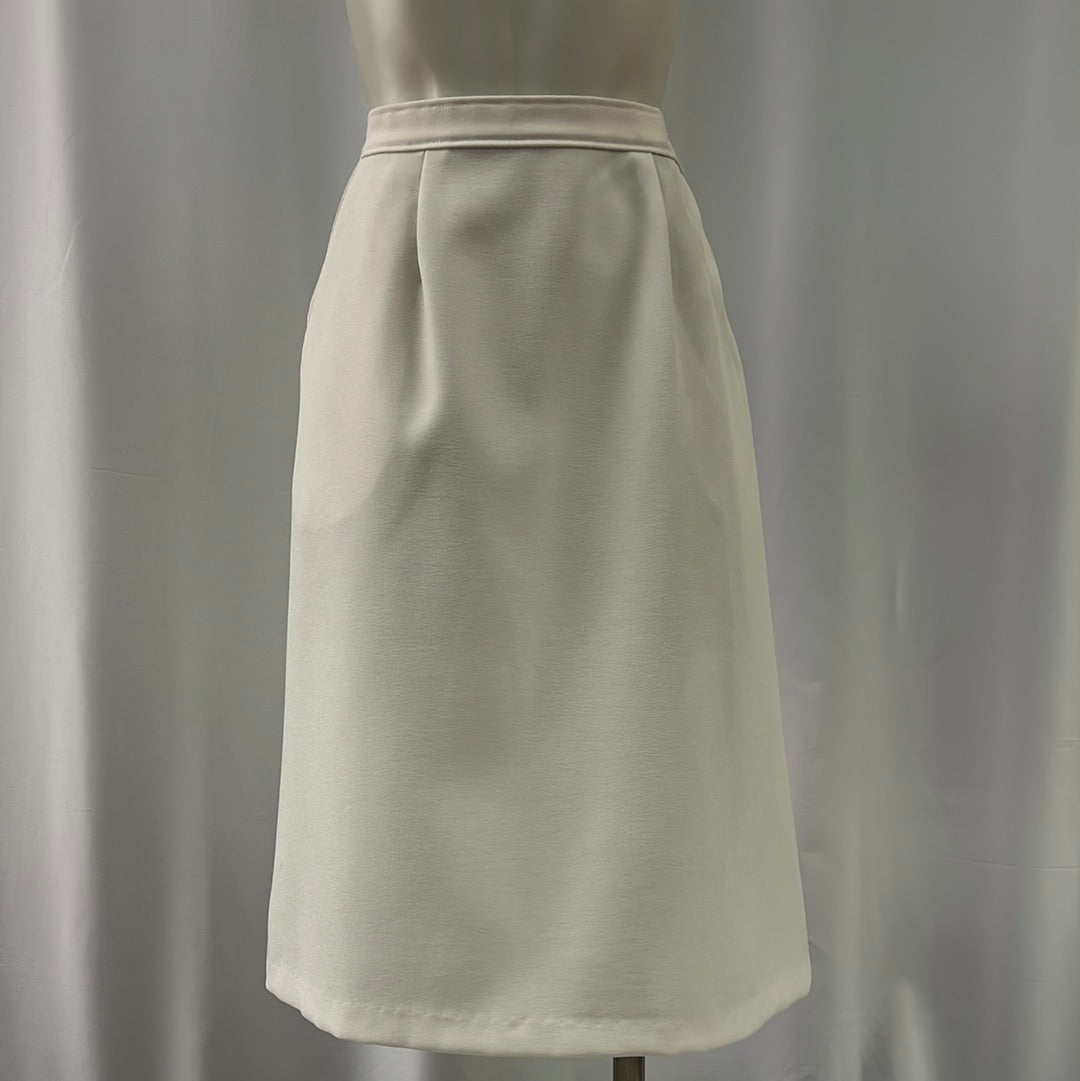 White Polyester Straight Skirt