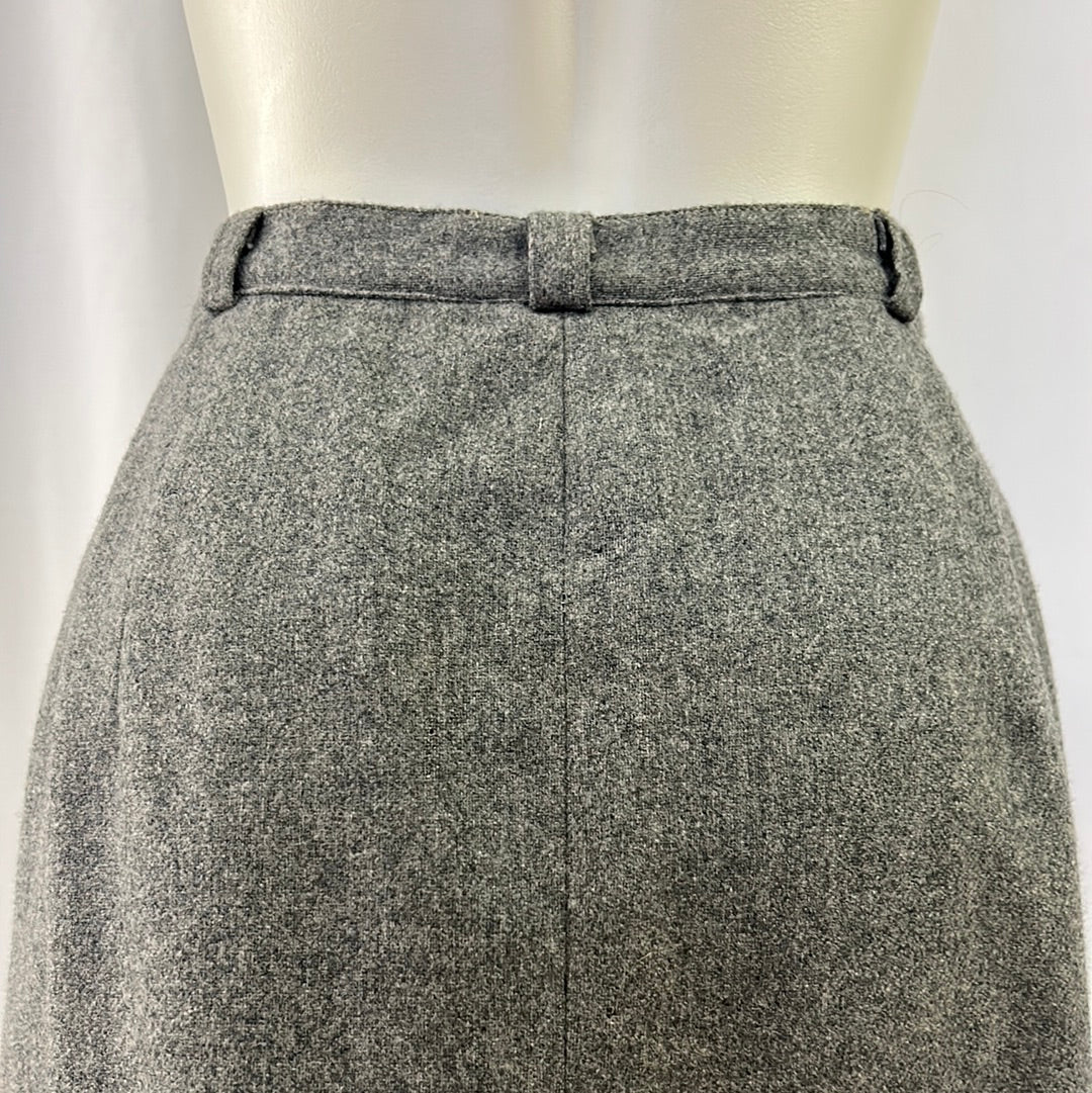 Grey Straight Wool Skirt