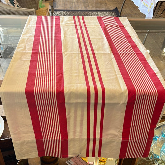 Red and white striped pillowcase
