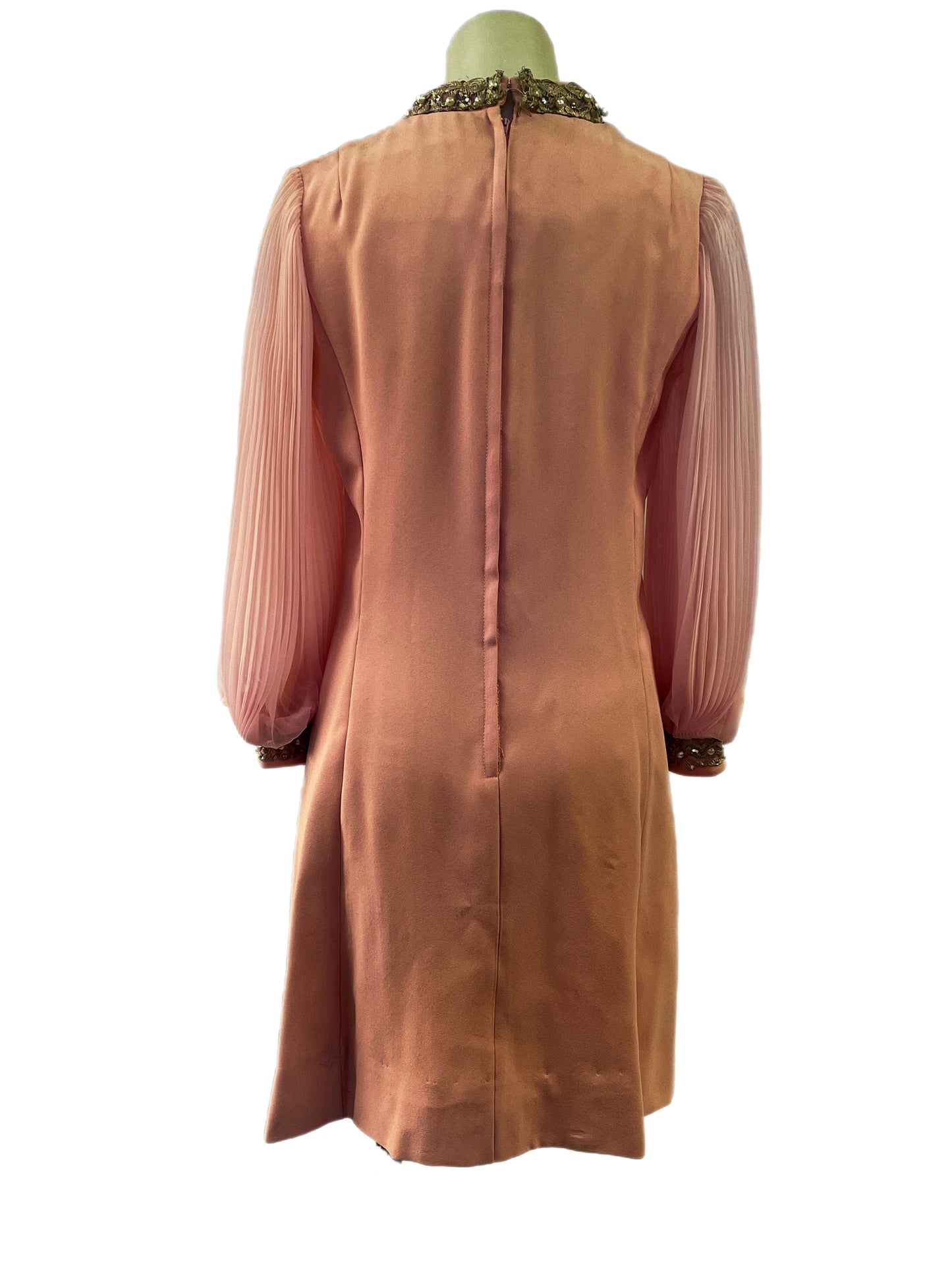 1970 Pink Mod Dress With Chiffon Sleeves