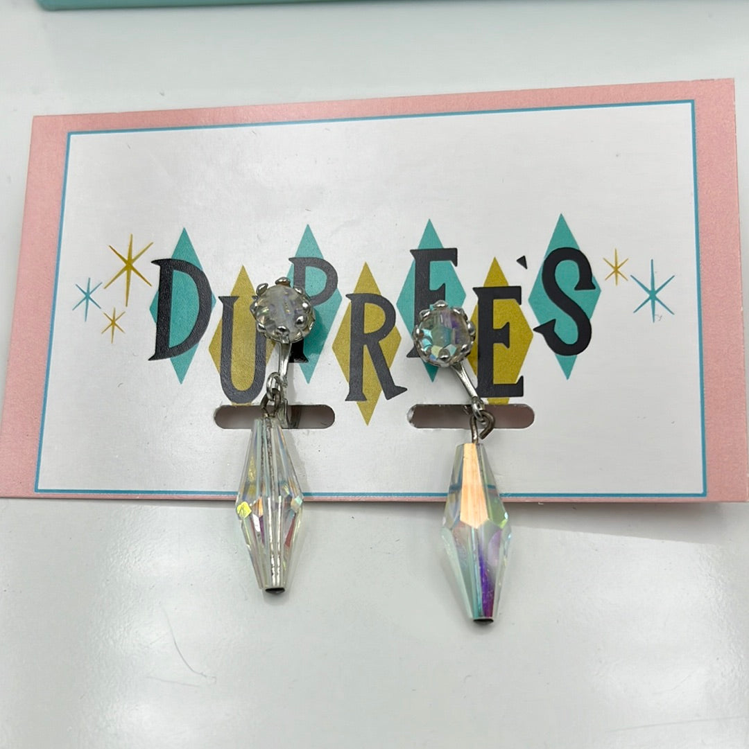Aurora borealis drop clipon earring