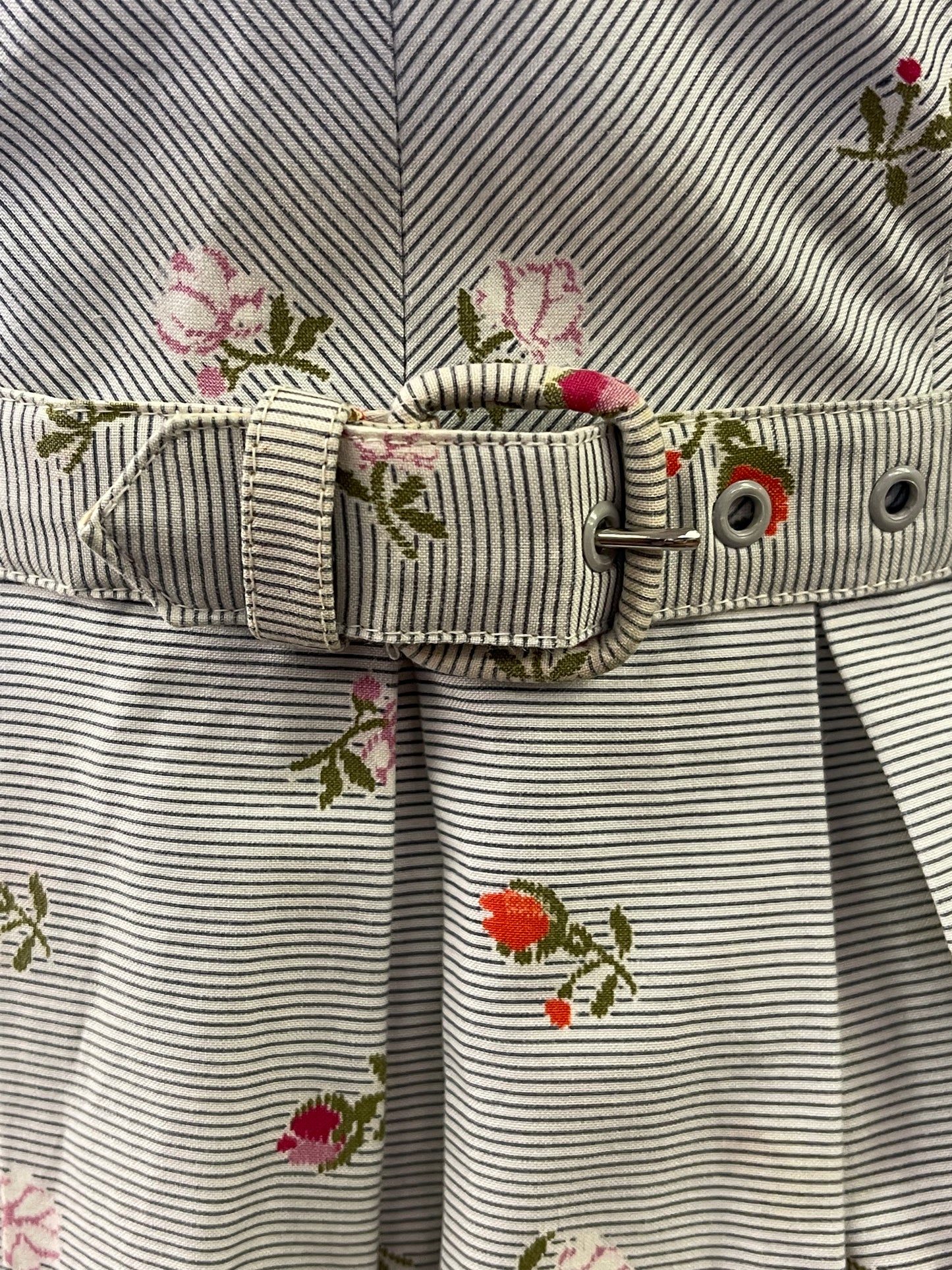 50s Striped with Flowers Fit & Flare Dress