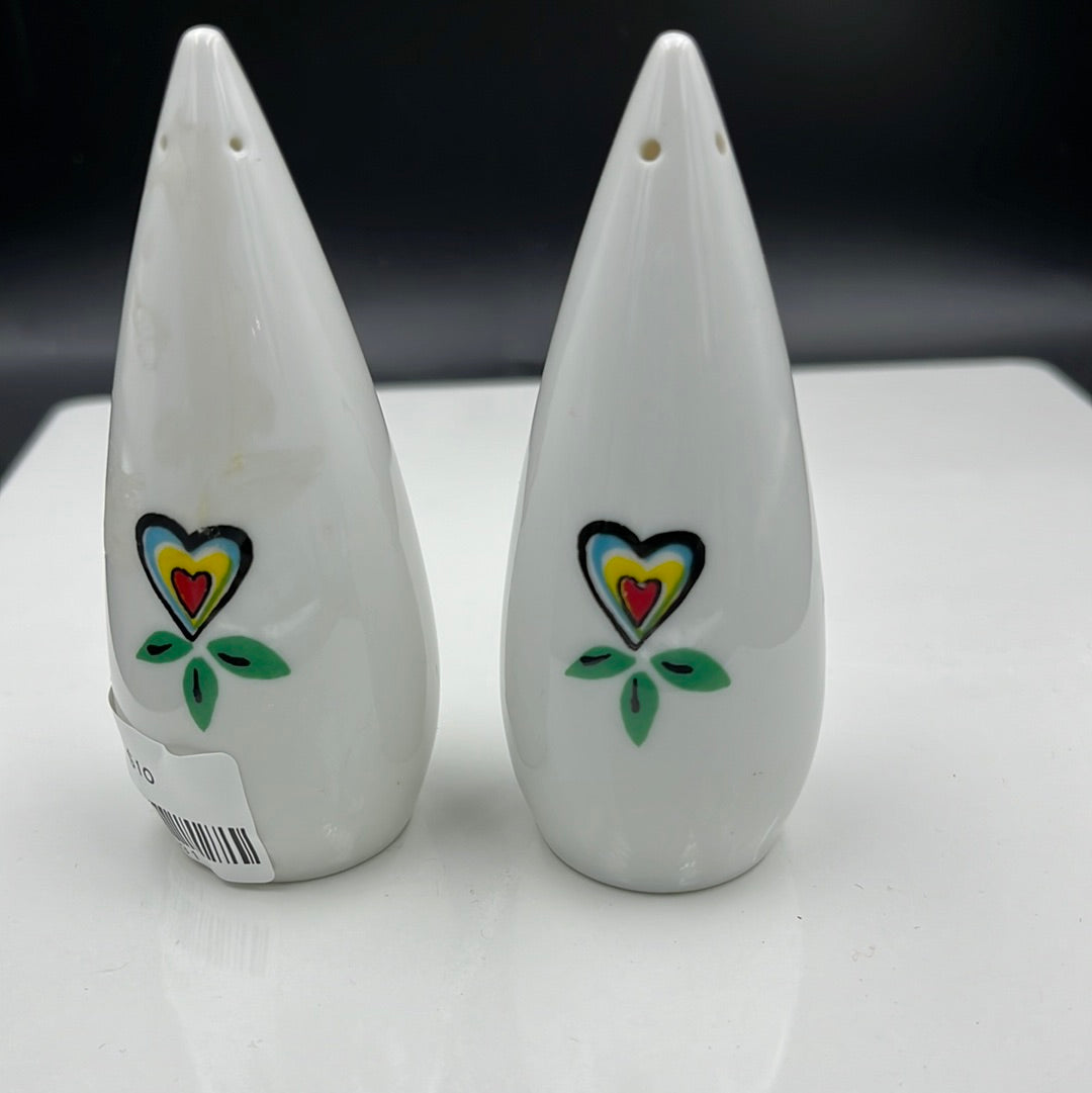 White cone shaped salt and pepper shakers