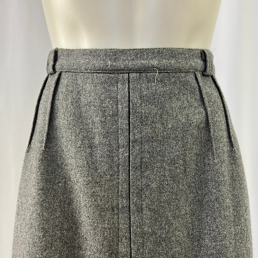 Grey Straight Wool Skirt