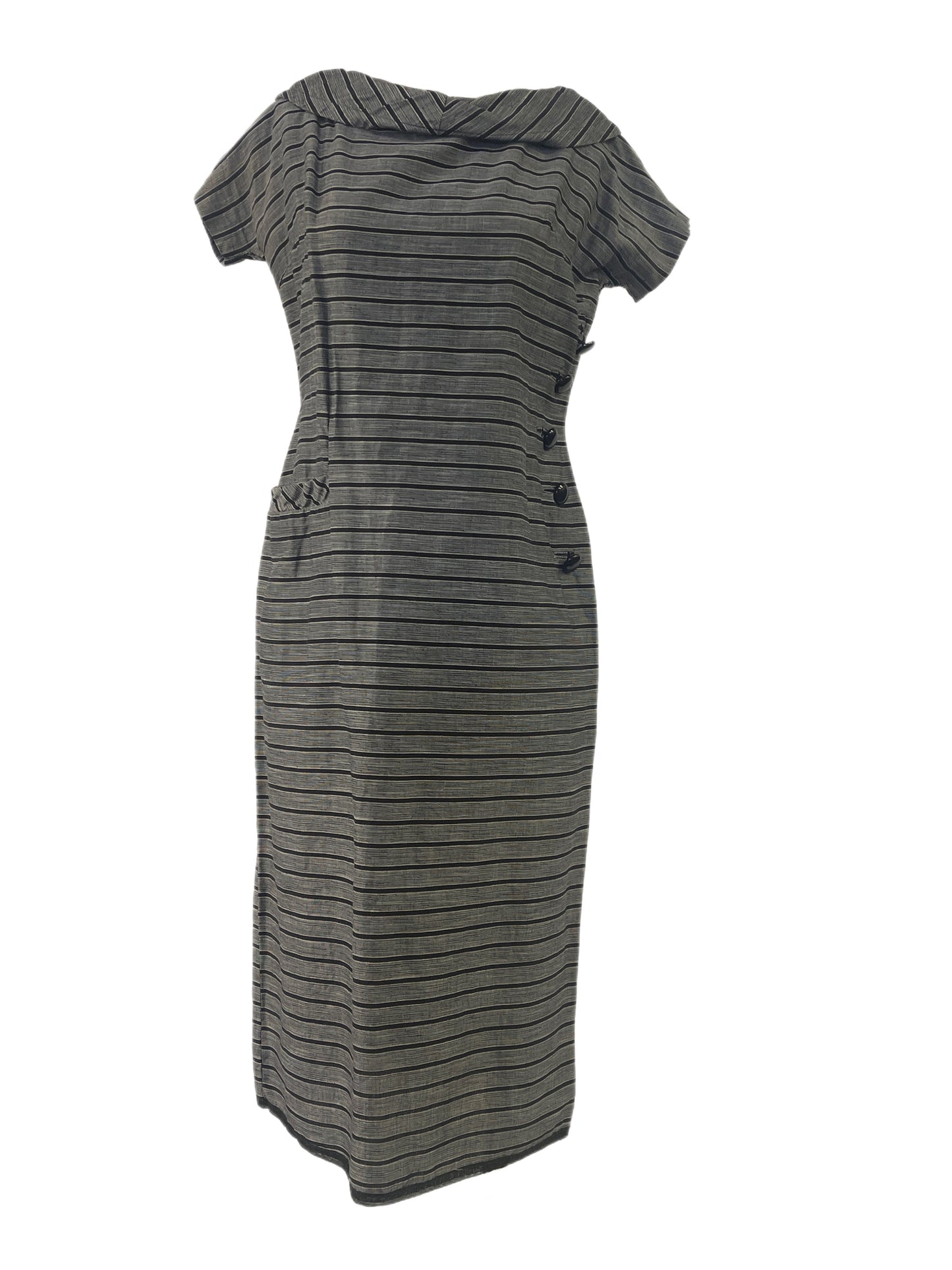 50s Black & White Striped Wiggle Dress