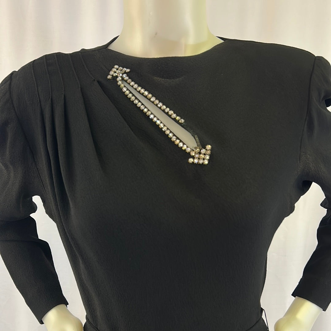 Crepe 40s Black Crepe Dress