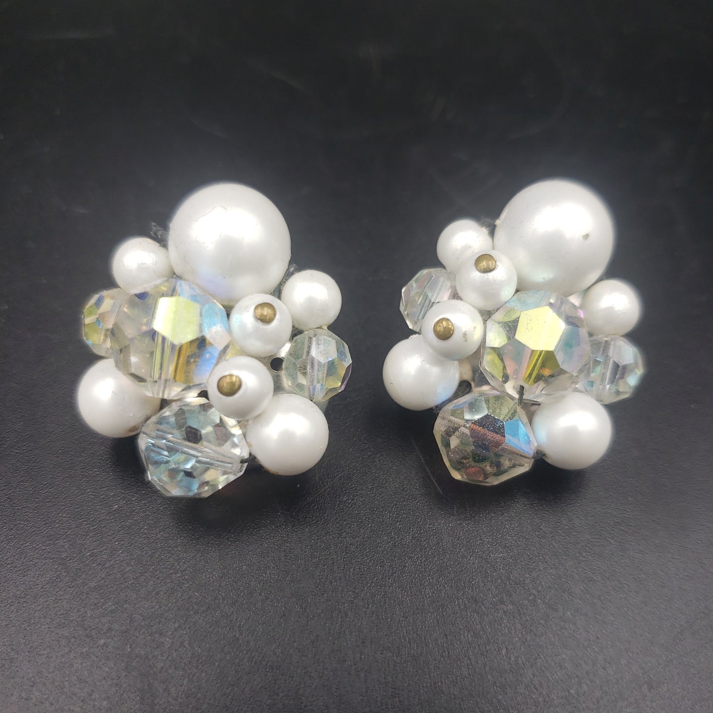 Clip on earrings and necklace costume jewelry set