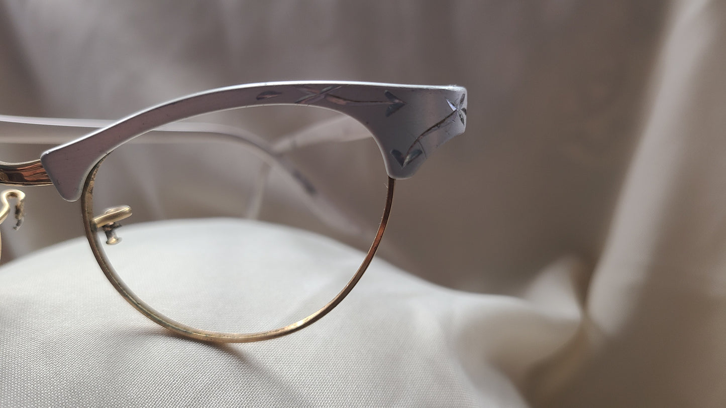 Vintage Silver Aluminum Cat-Eye Frames