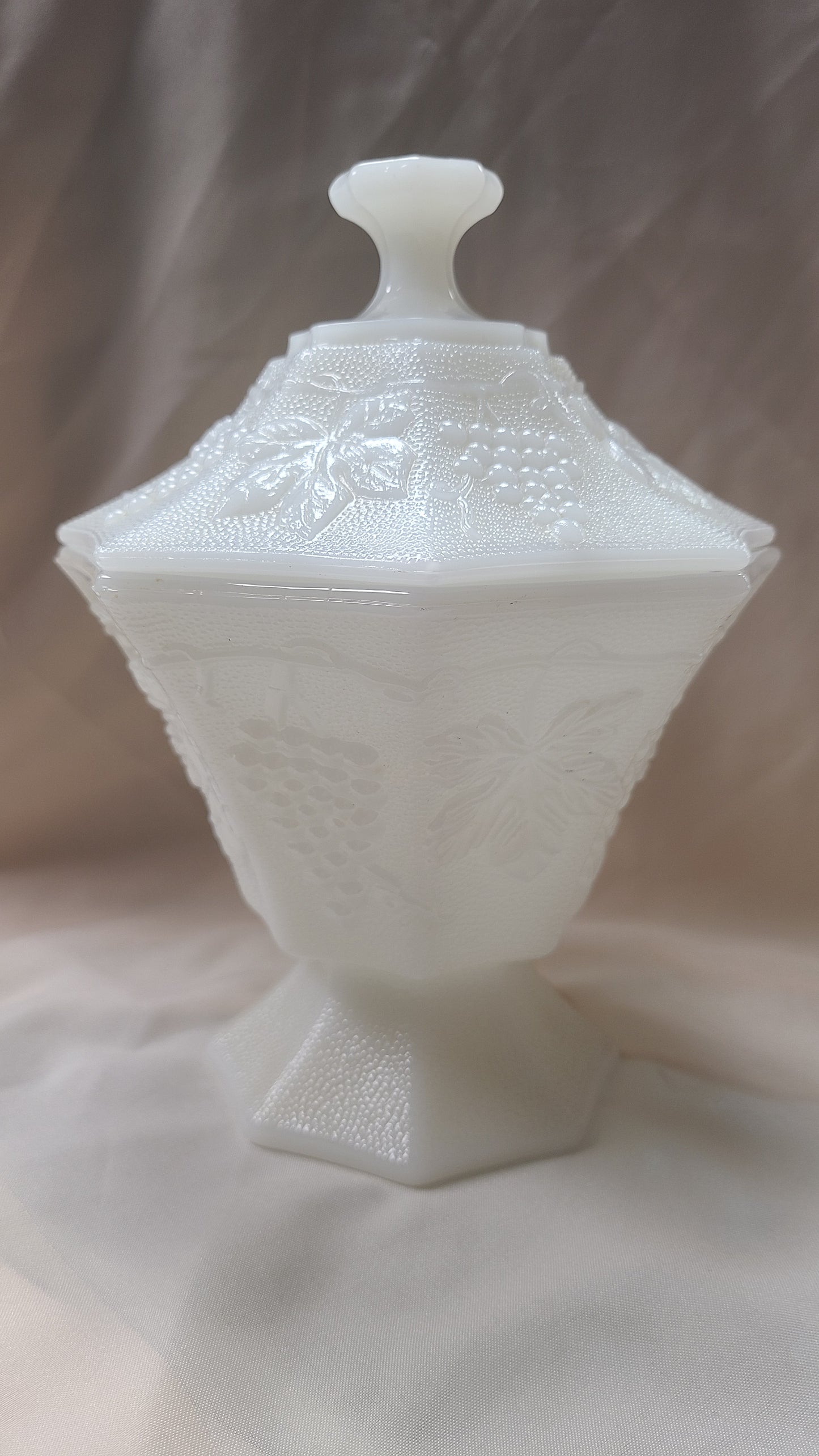 Indiana Milk Glass Harvest Grapes Candy Dish