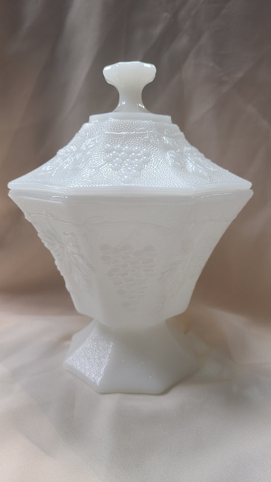 Indiana Milk Glass Harvest Grapes Candy Dish