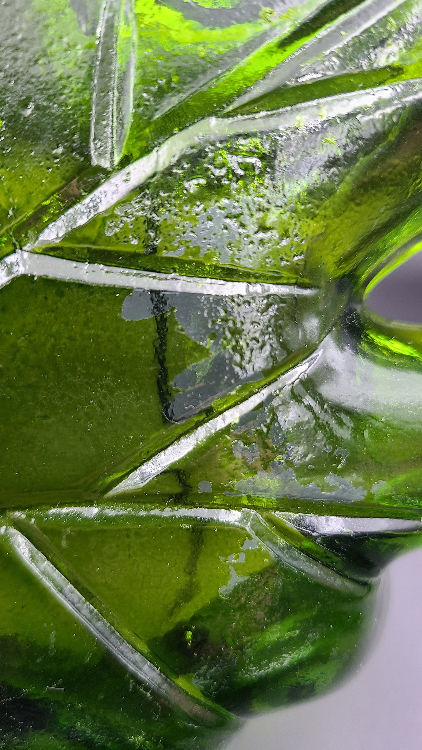 Clear Green Glass Maple Leaf Dish