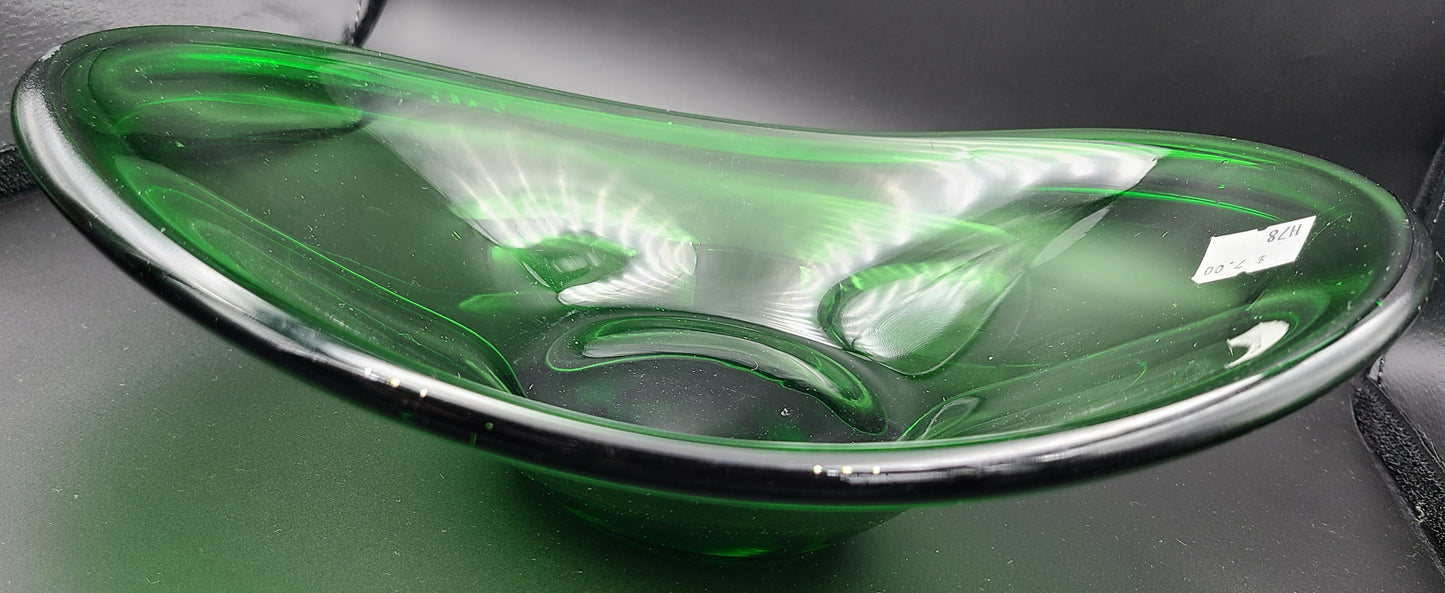 Abstract Vintage Green Glass Dish
