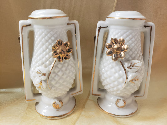 Hobnail Milk Glass Salt and Pepper Shakers