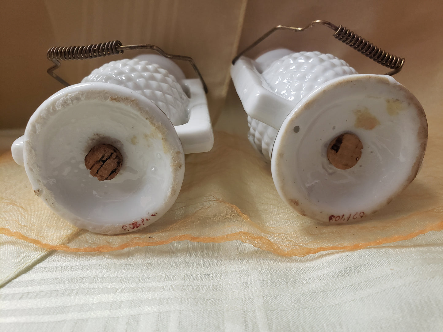 Hobnail Milk Glass Salt and Pepper Shakers