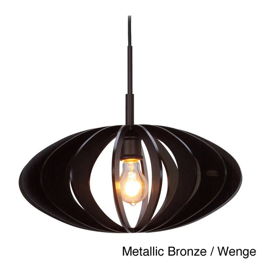 Canopy 1-Light Aqua Tech Wood Slat Mini Pendant