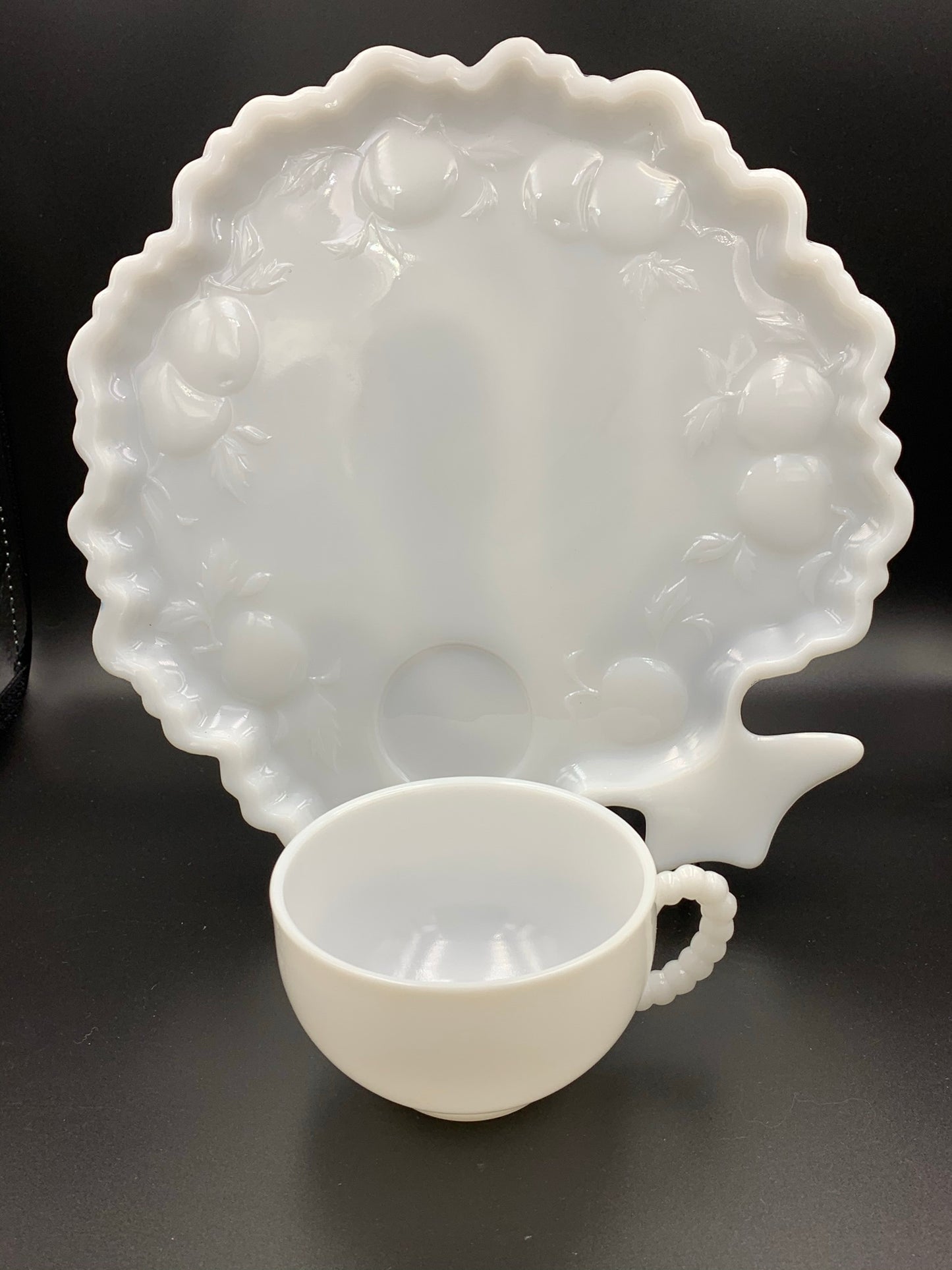 Hazel Atlas Milk Glass Snack Tray Set