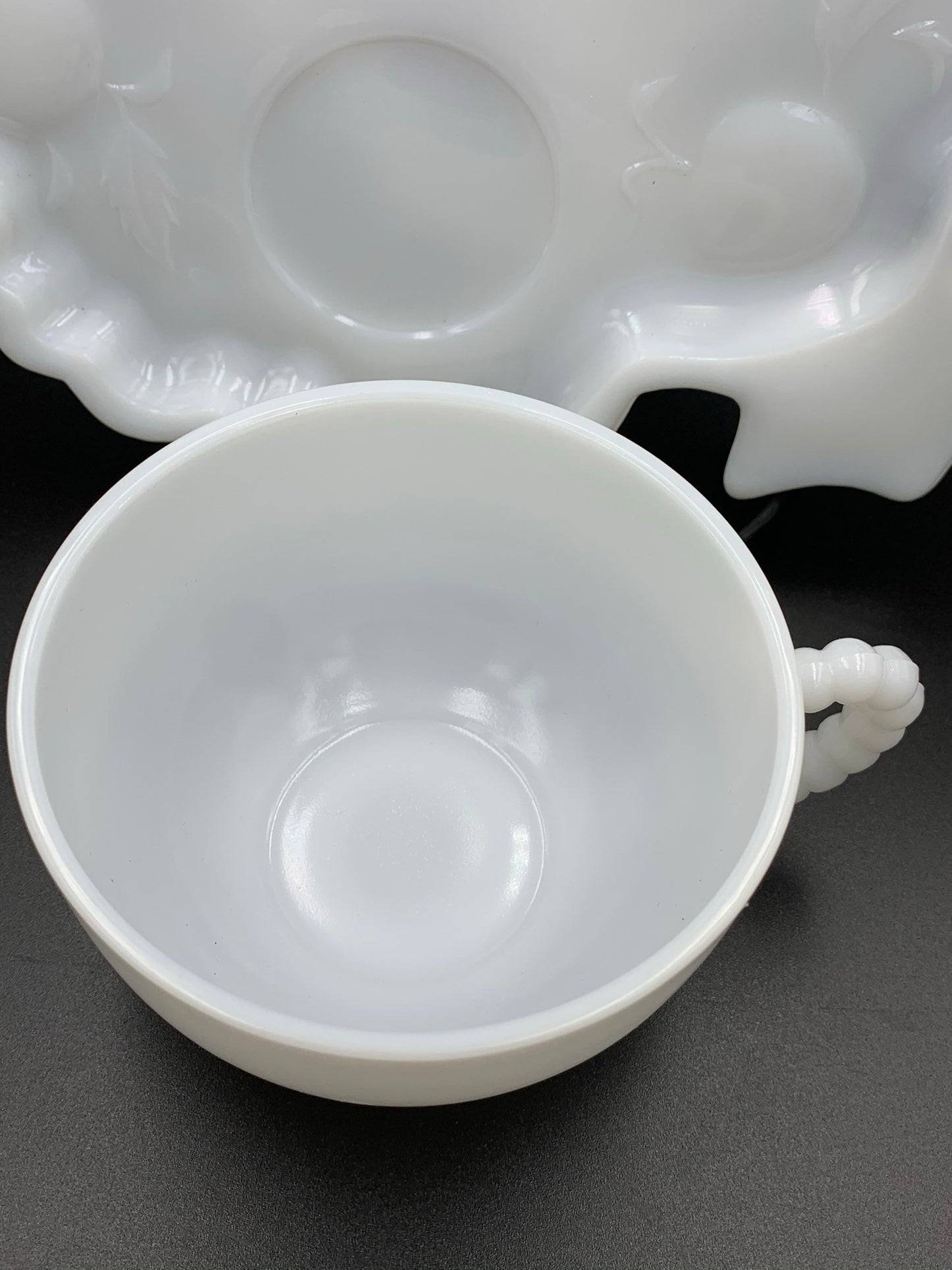 Hazel Atlas Milk Glass Snack Tray Set