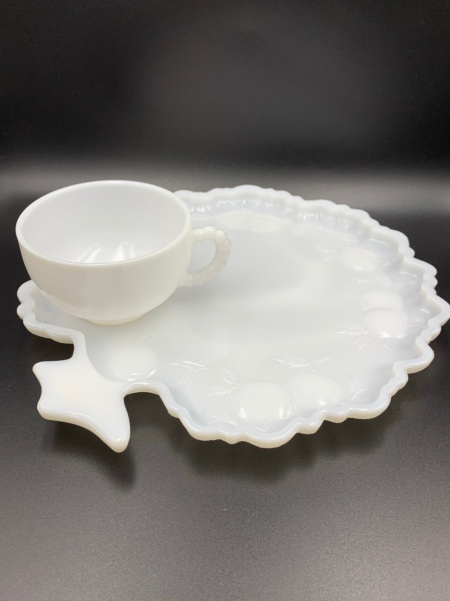 Hazel Atlas Milk Glass Snack Tray Set