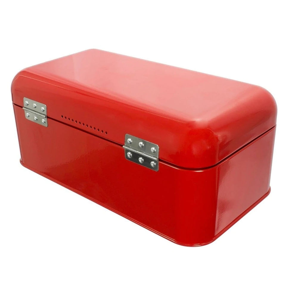 Stainless Steel Bread Box Storage Container for Kitchen Counter Loaves, Red
