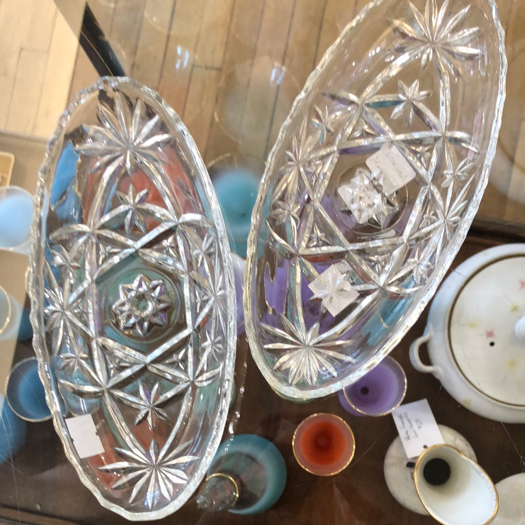 Star of David Cut Glass Relish Boat
