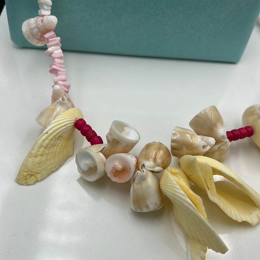Pink multi shell 22” necklace