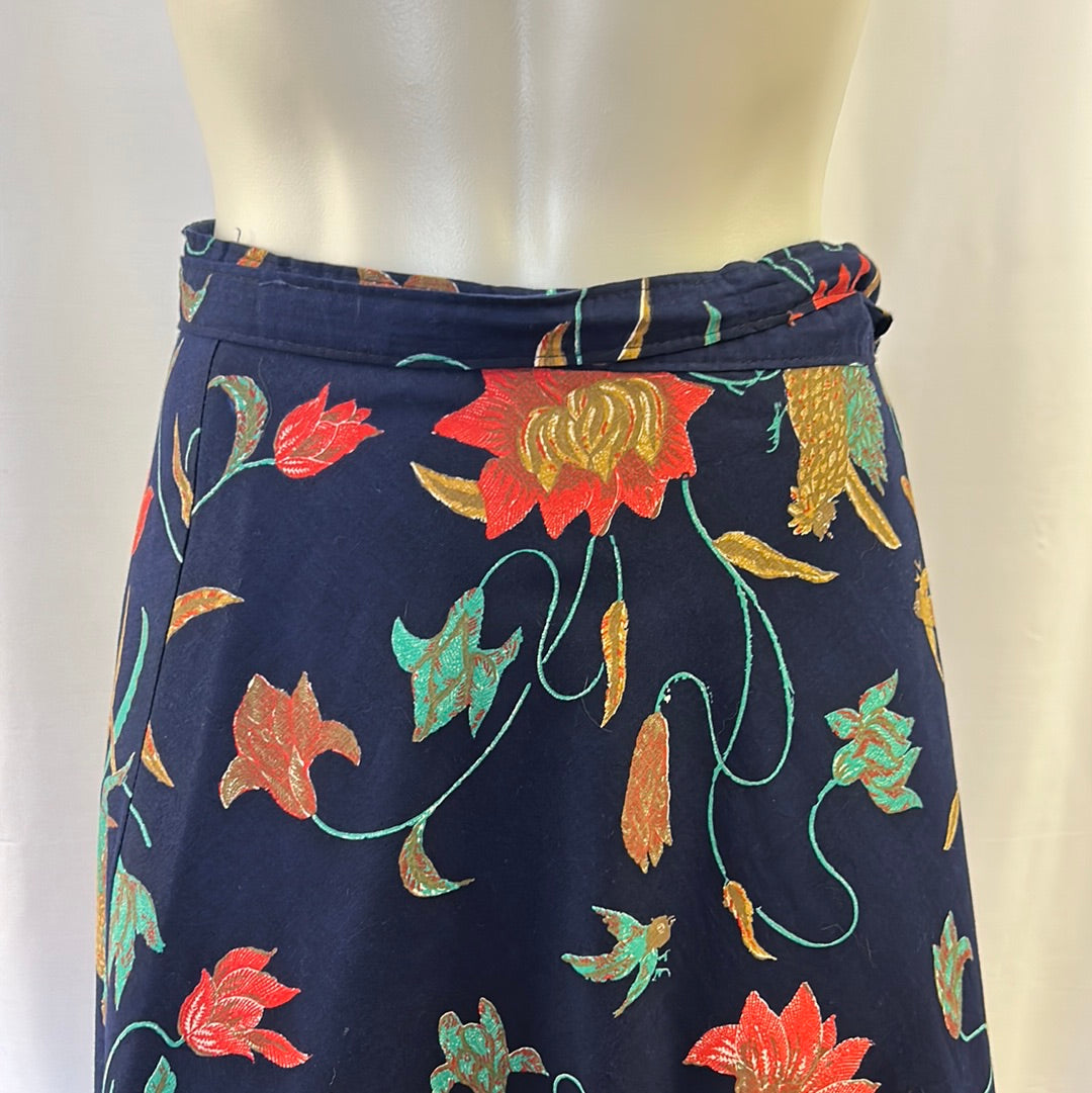 80s Blue Swallow Wrap Skirt