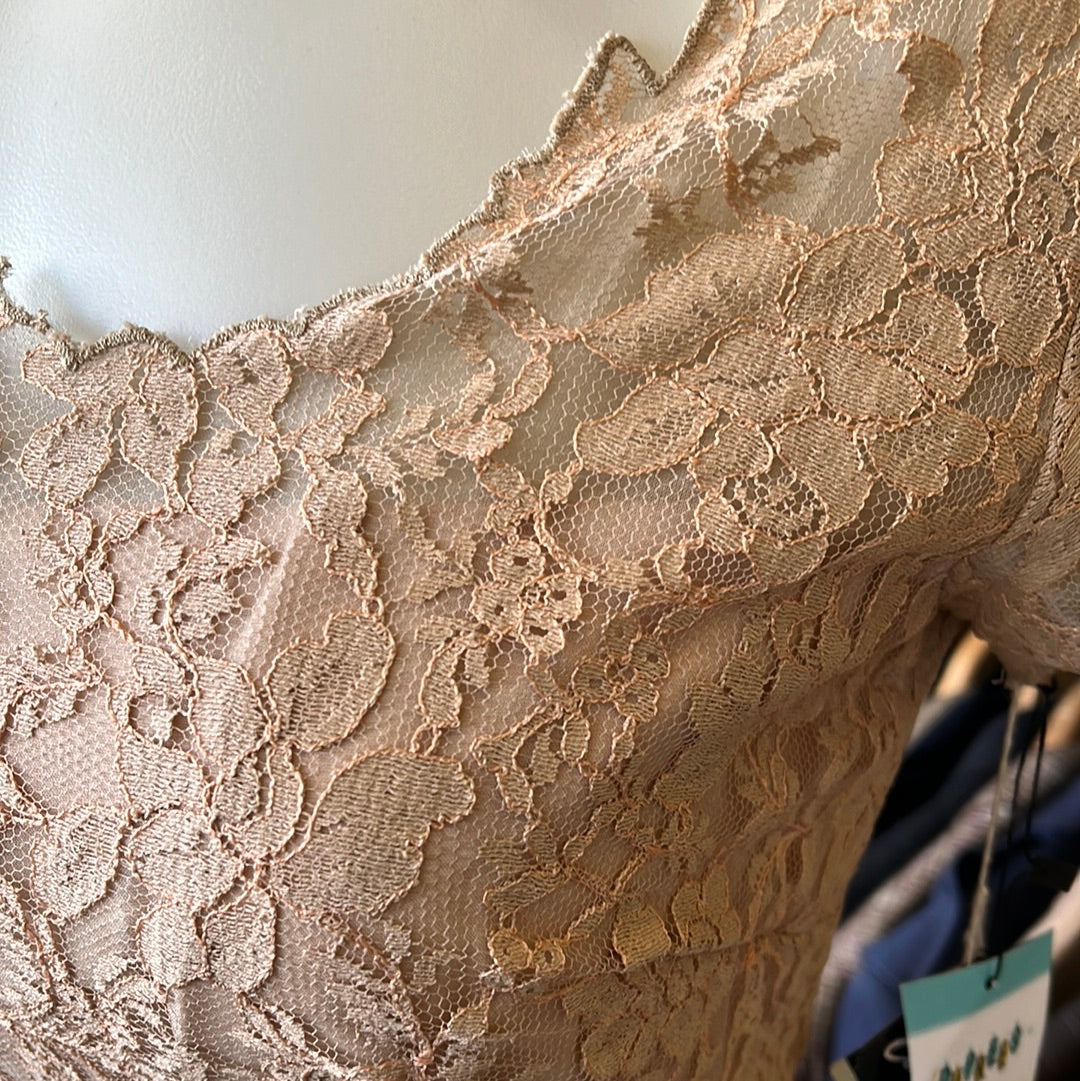 60s Light Peach Lace Party Dress