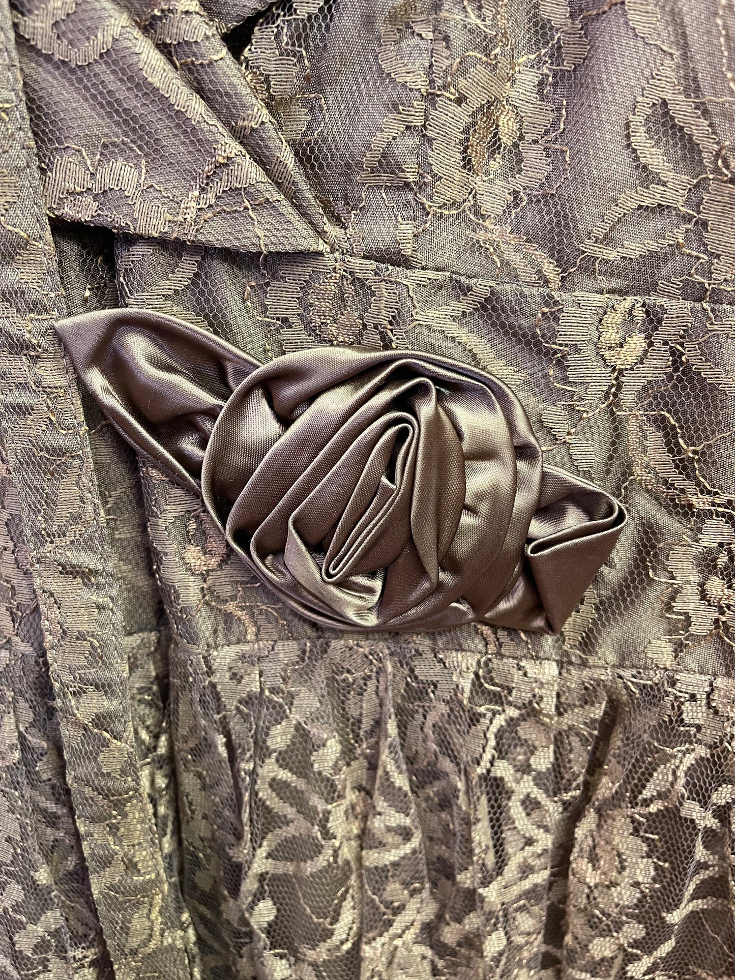 50s Chocolate Brown Lace Fit & Flare Dress