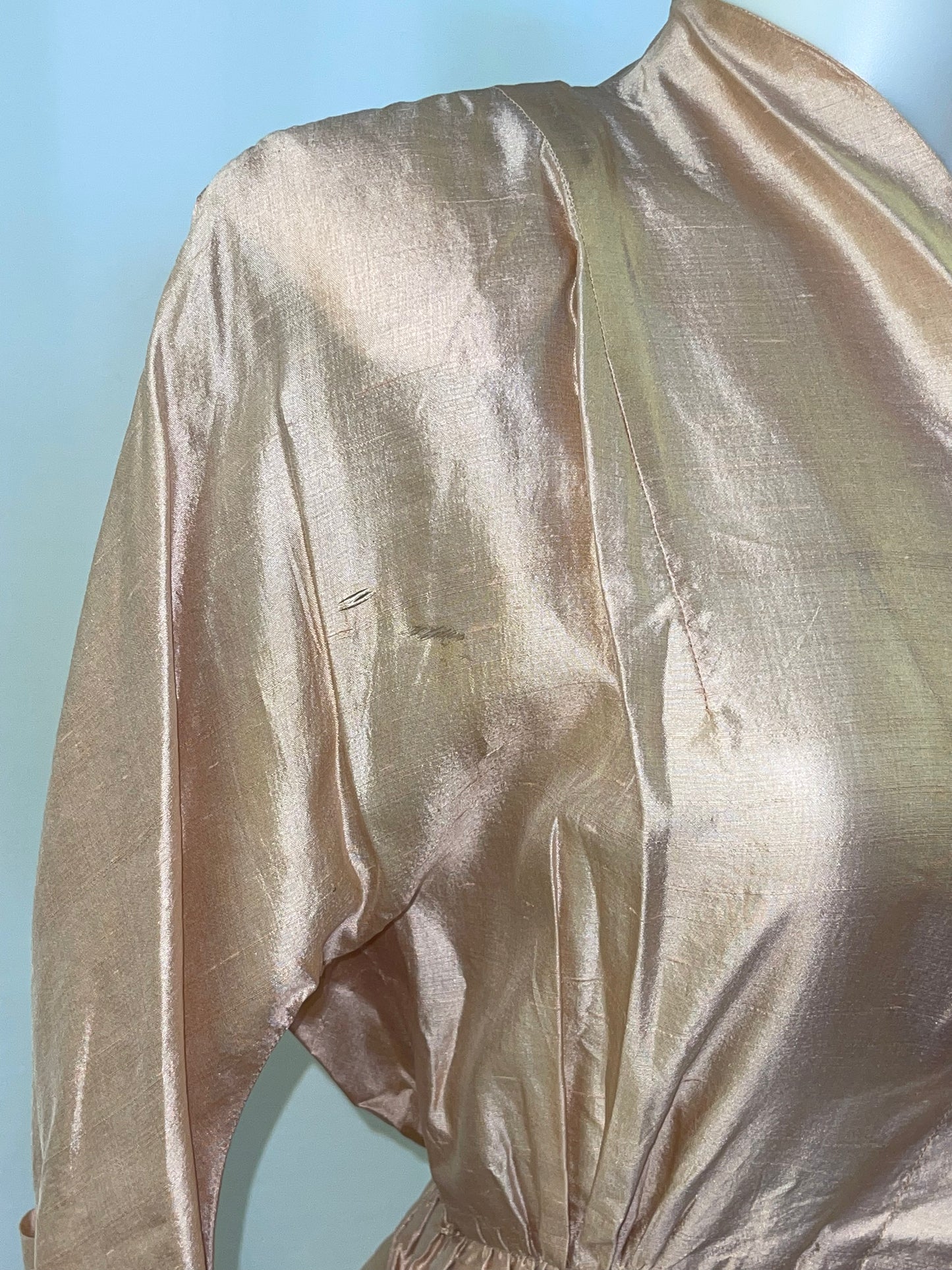 40s Raw Silk Peplum Dress