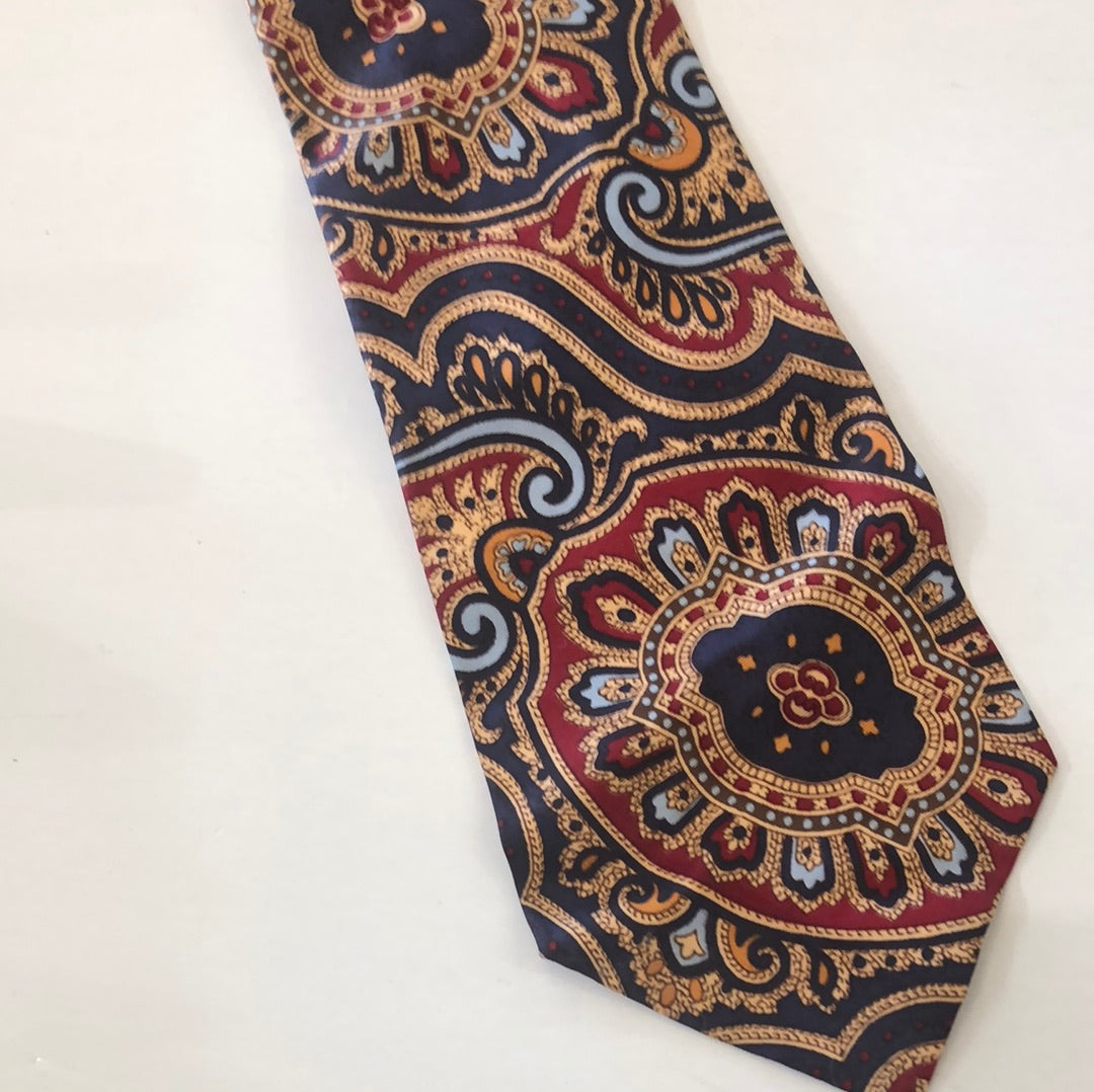 Navy/Maroon/ Gold paisley tie