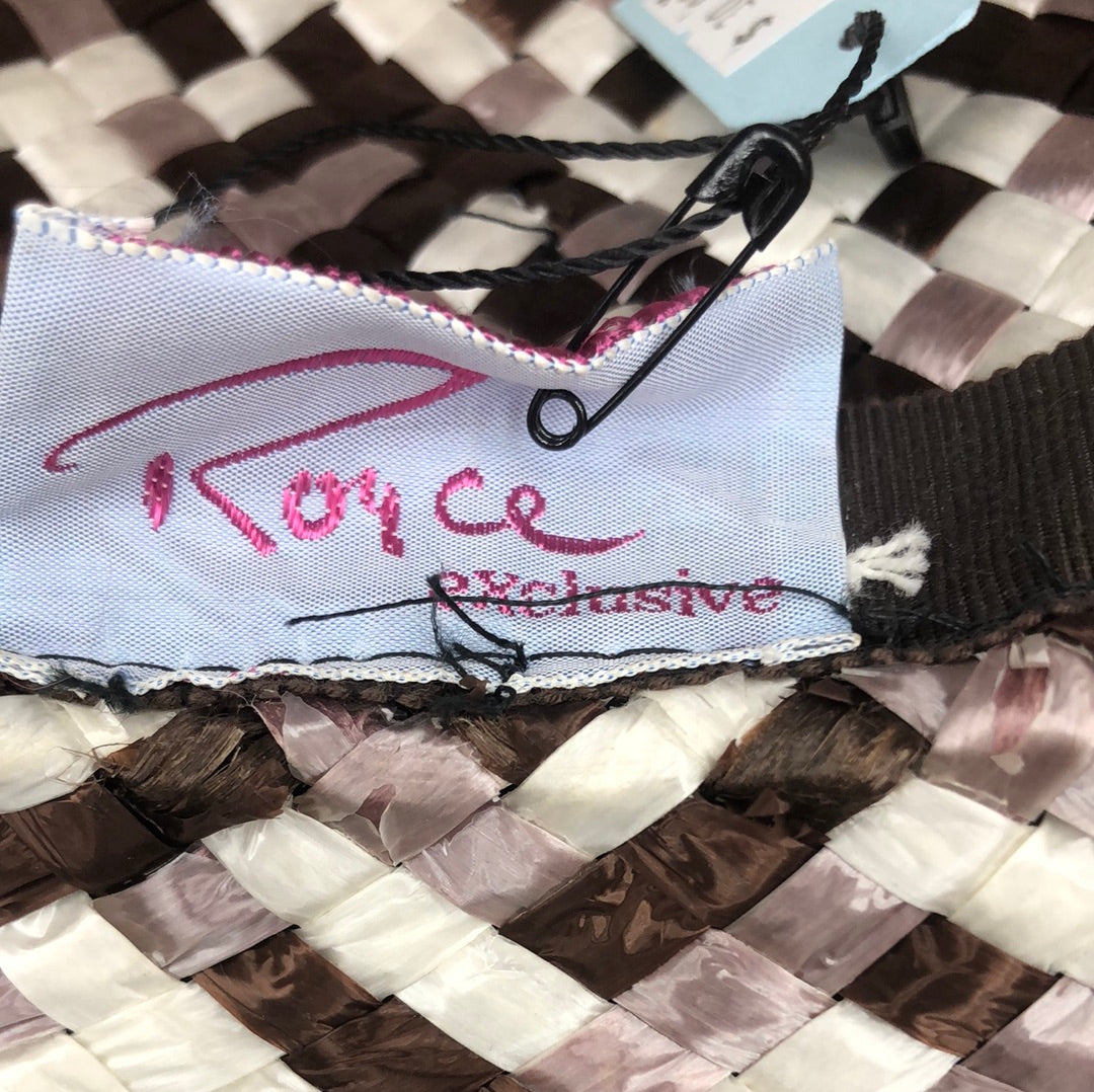 Brown and Ivory woven hat with netting