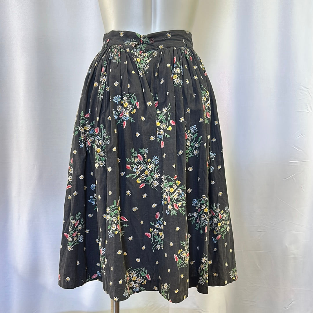 Vintage Dark Floral Skirt