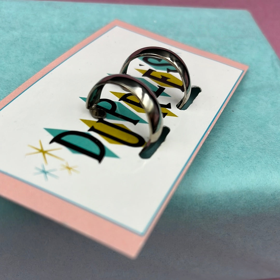 Silver hoop clip on earring