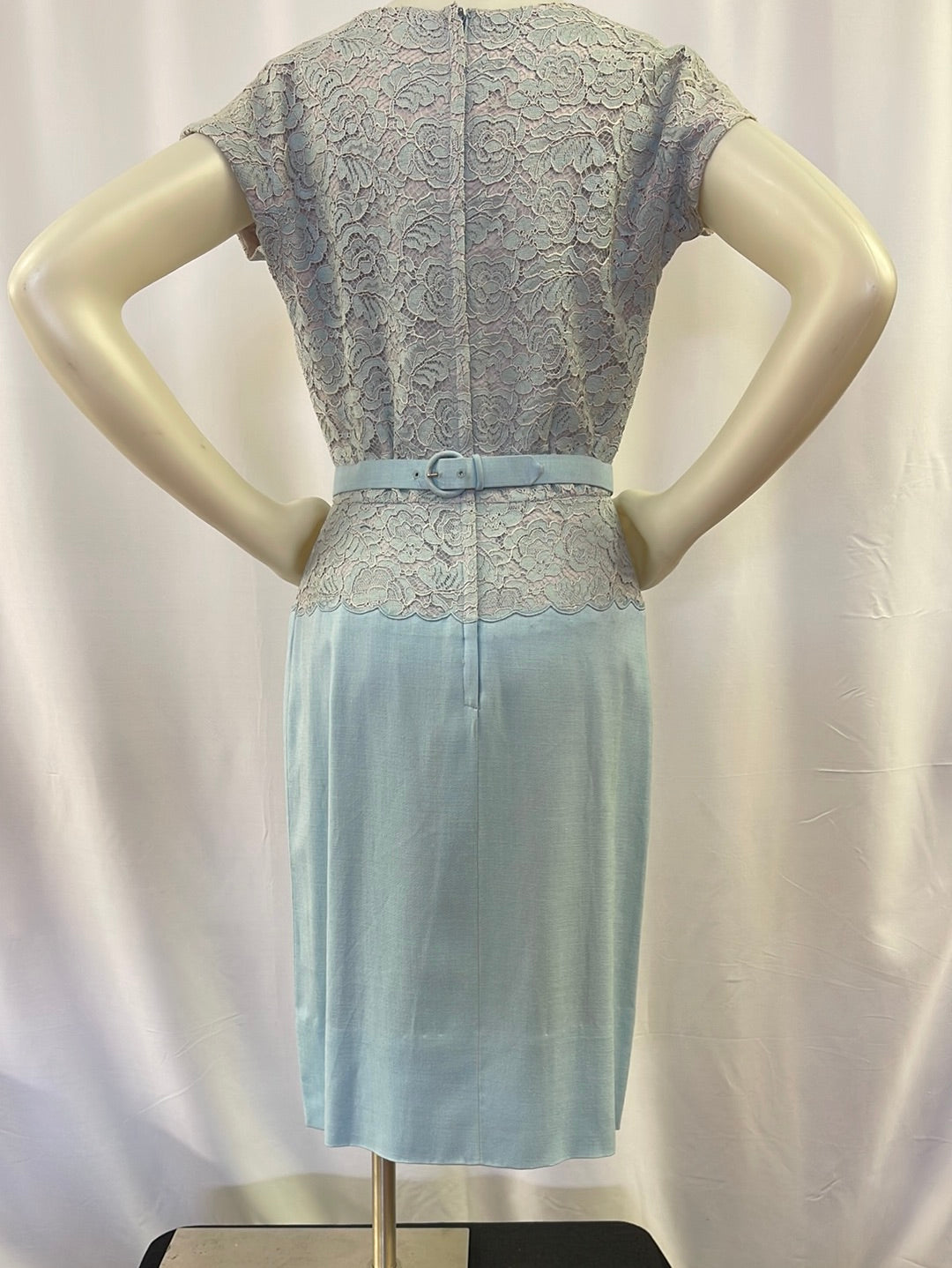 Blue & Lilac Dress With Decorative Belt
