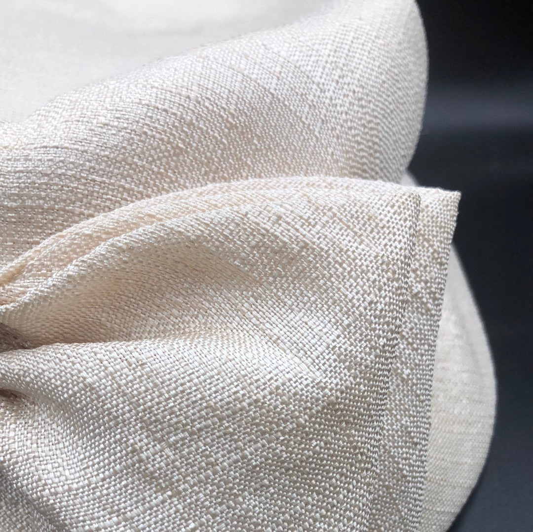 Beige textured fabric hat with bow