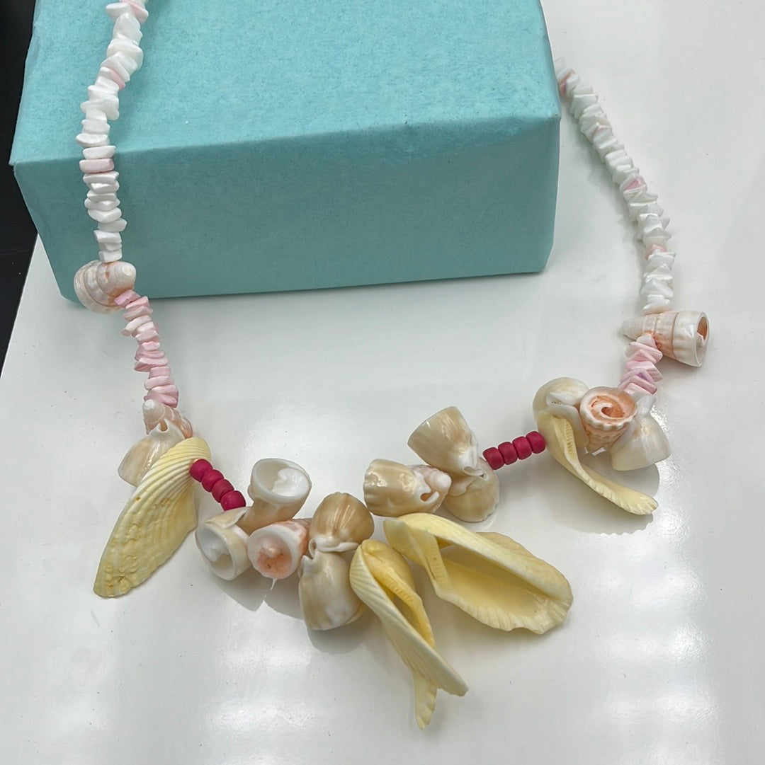 Pink multi shell 22” necklace