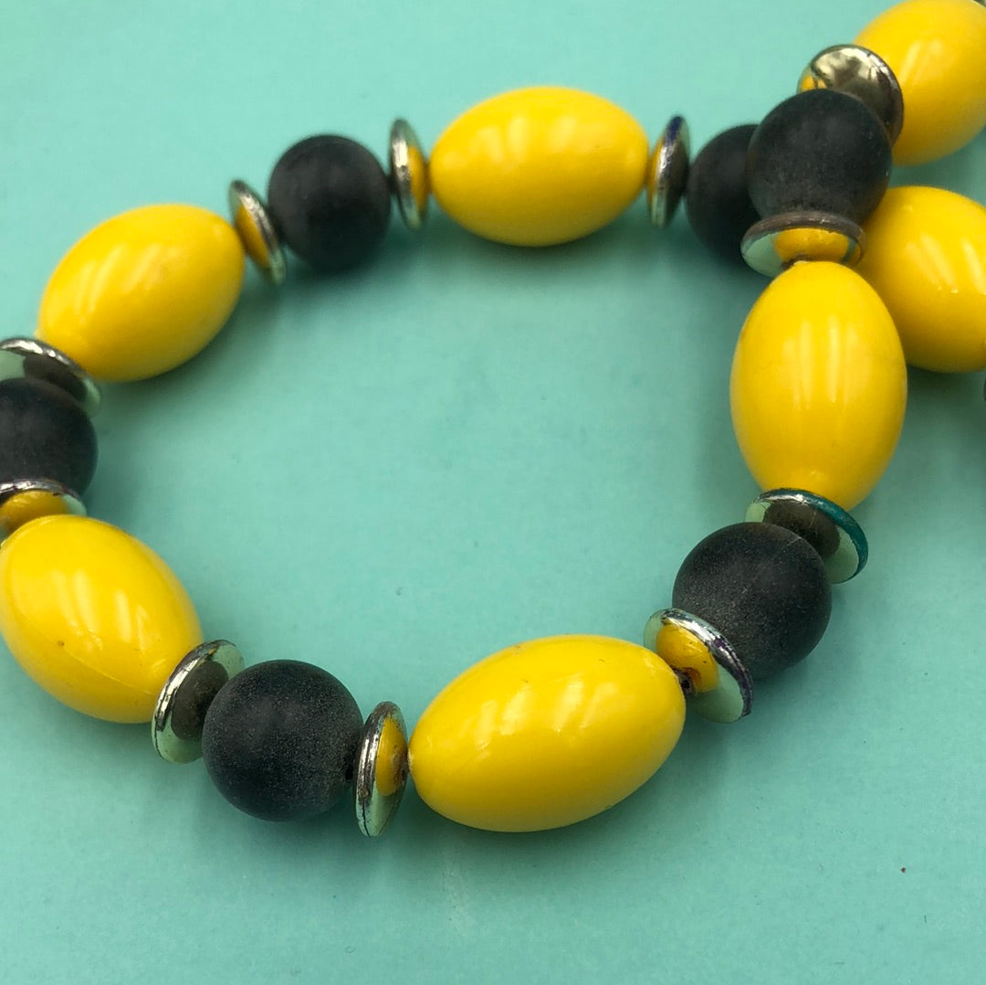 Yellow and Black bead necklace
