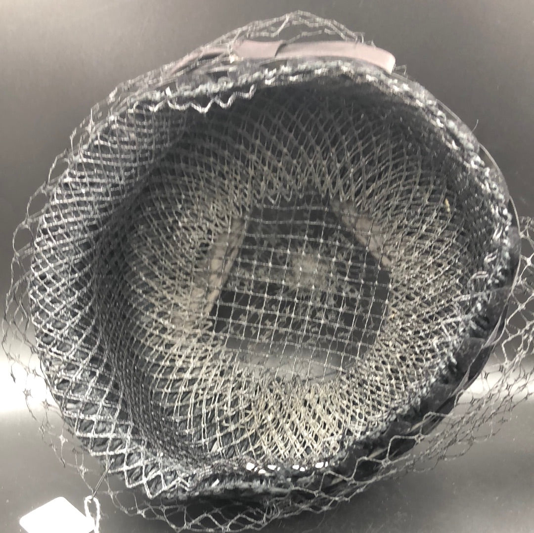 Black velvet hat with Black netting