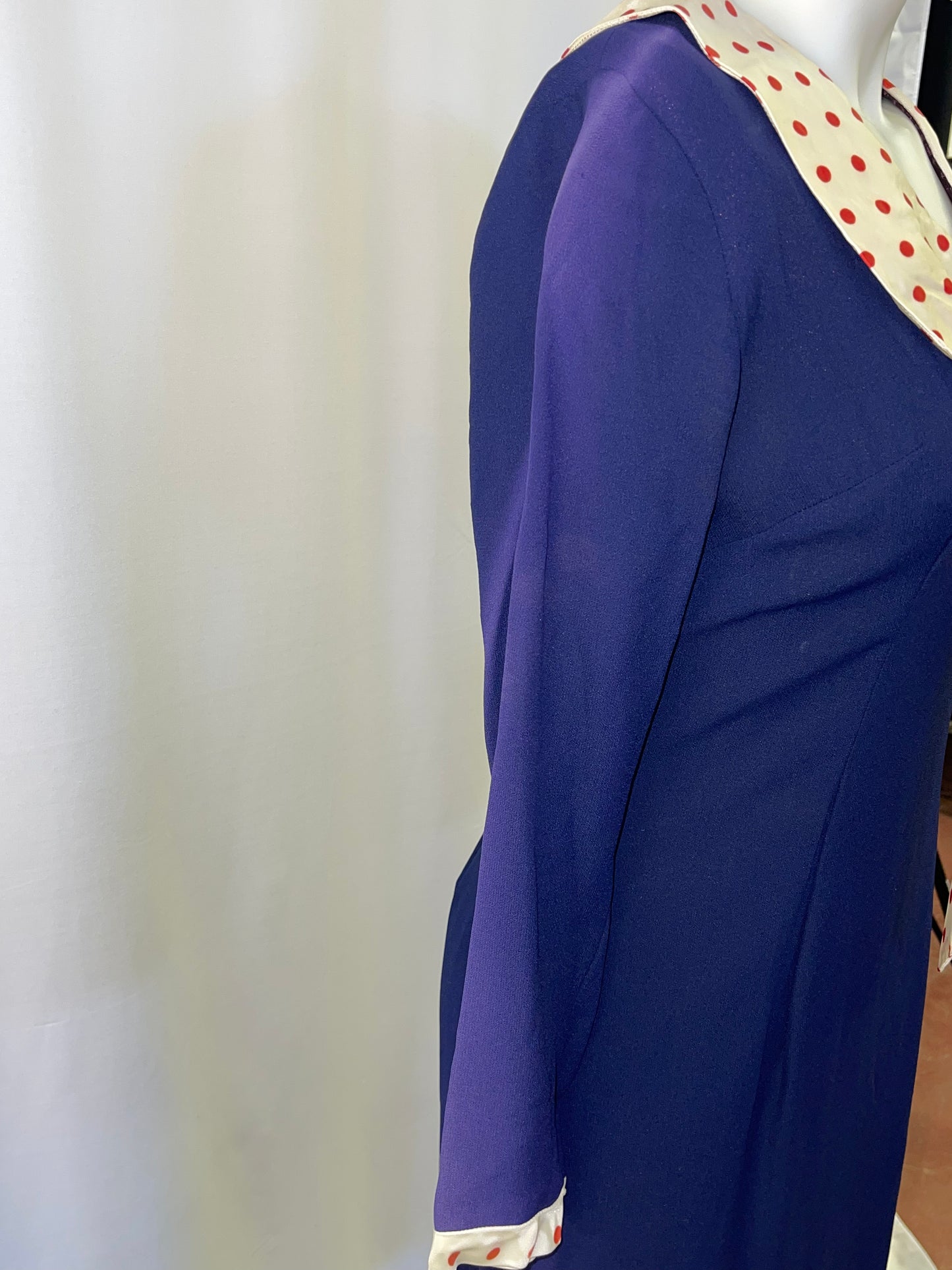 40s Blue Dress with Red Polka-dots