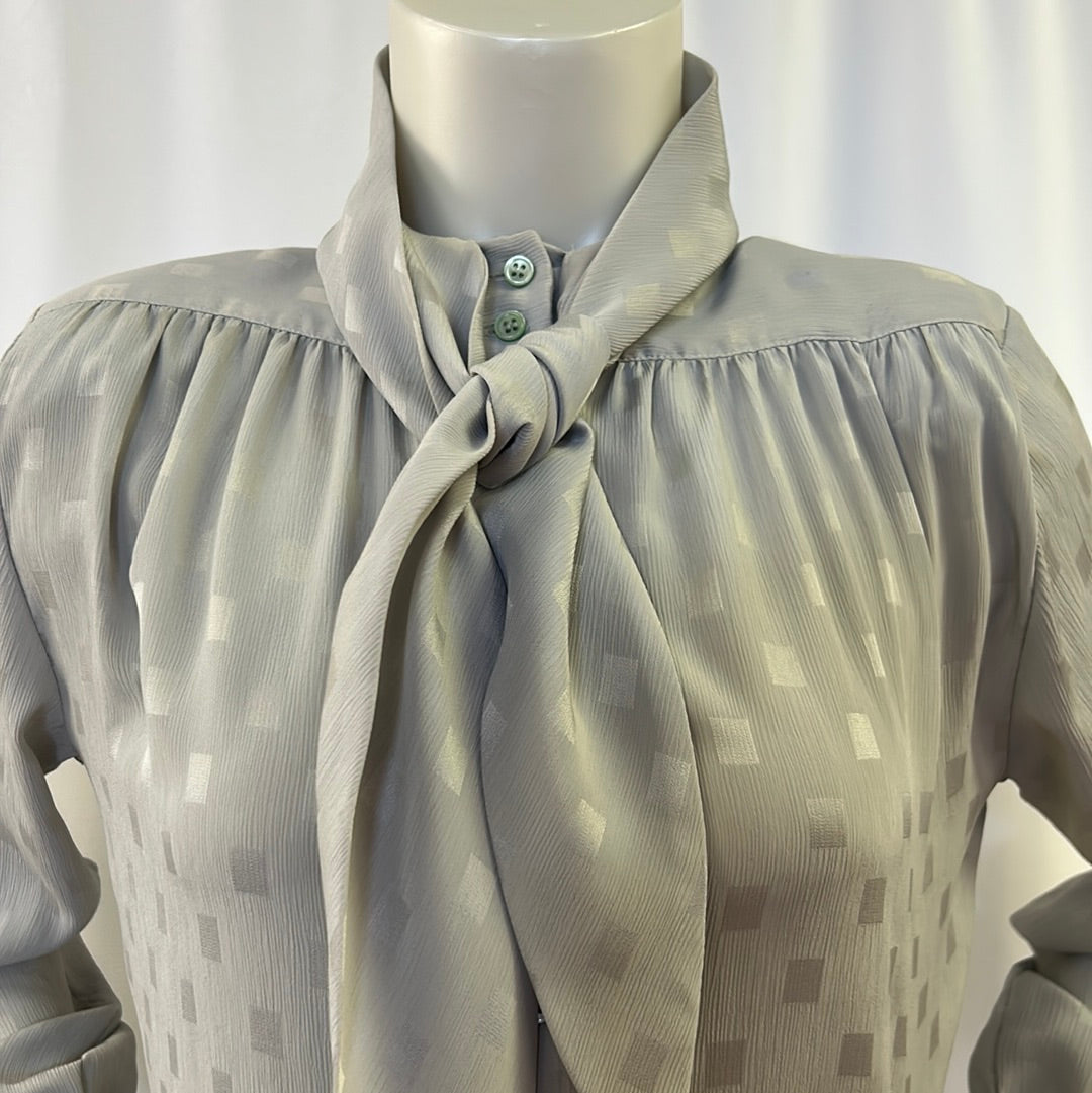 80s Grey Geometric Blouse