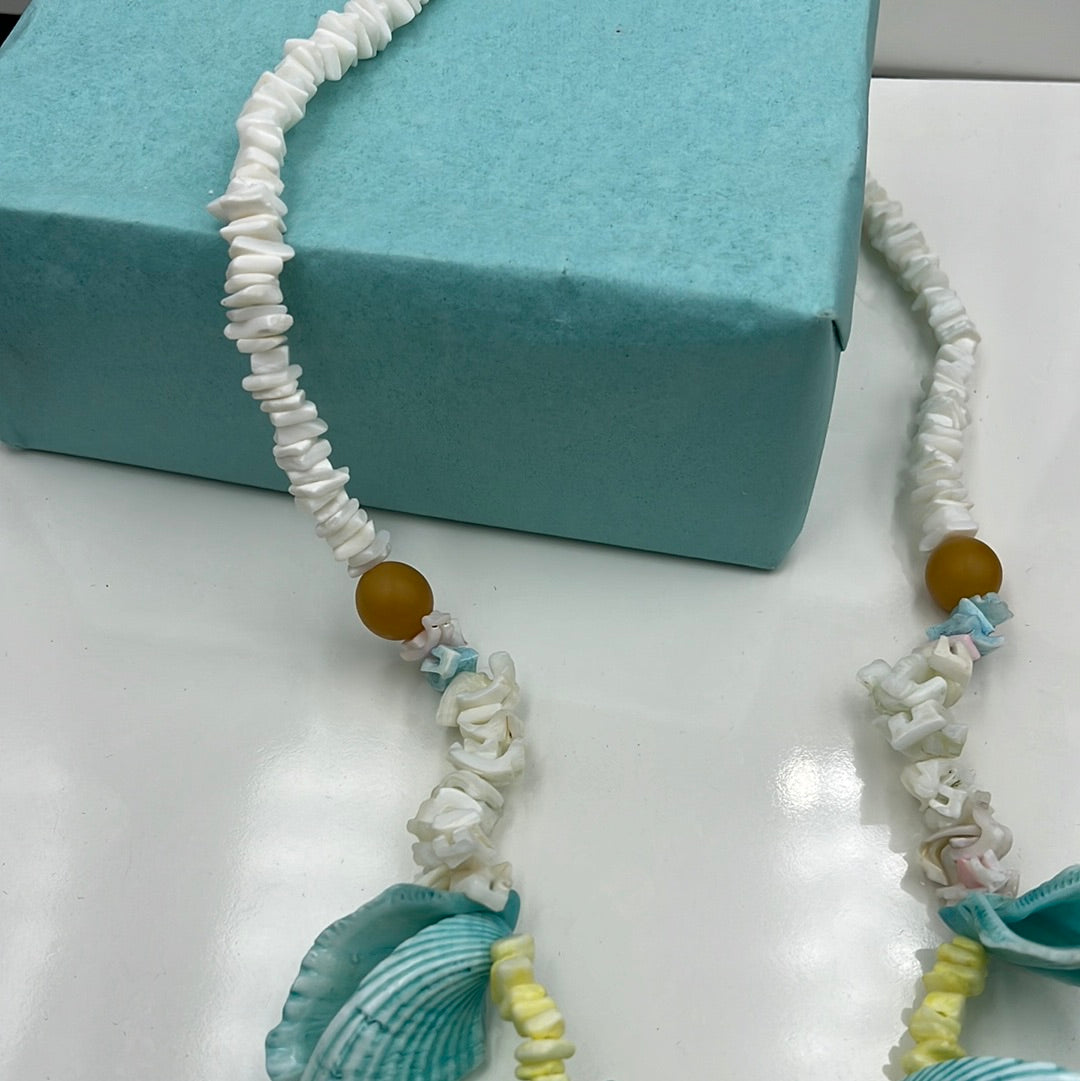 Blue multi shell necklace