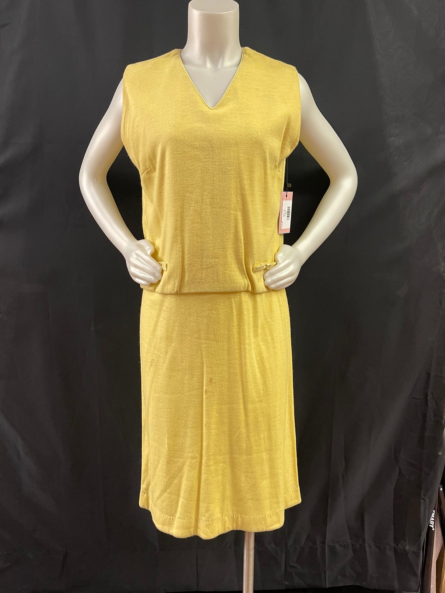 60s drop waist yellow dress