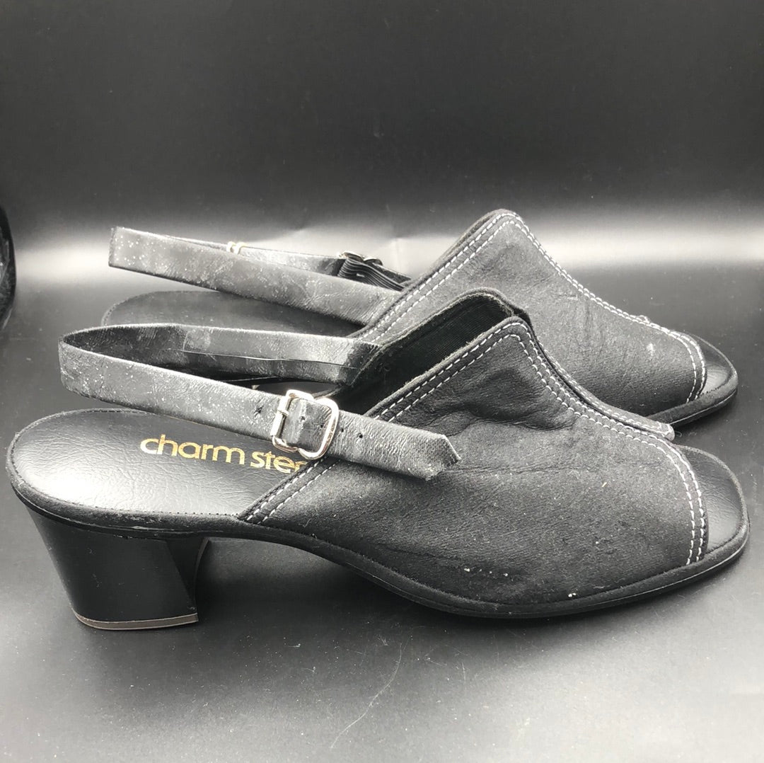 Black open toe shoes