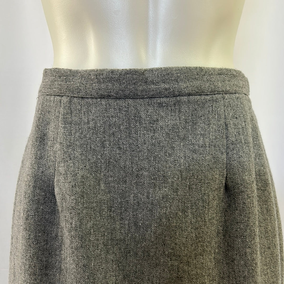 Grey Straight Wool Skirt